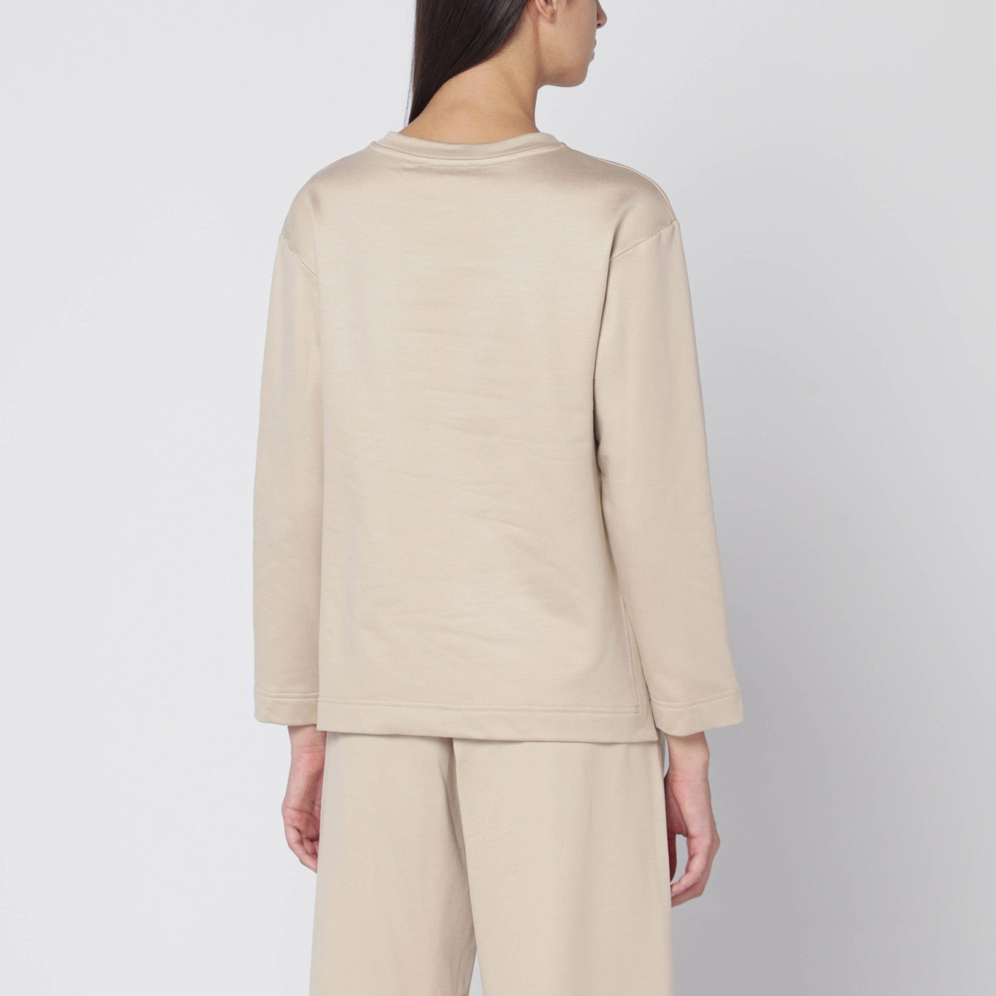 Beige sweatshirt in silk blend