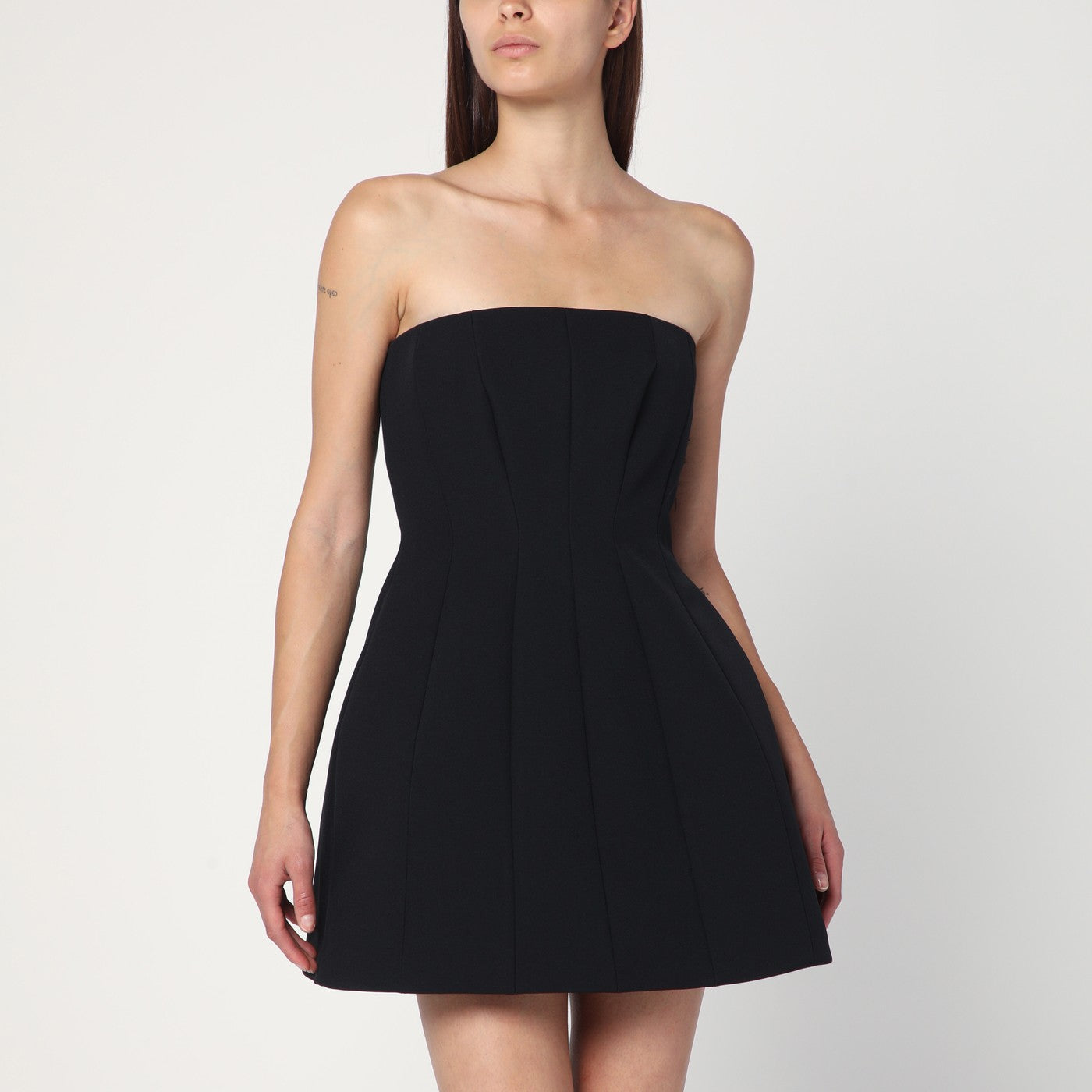 Black bustier dress in sablé
