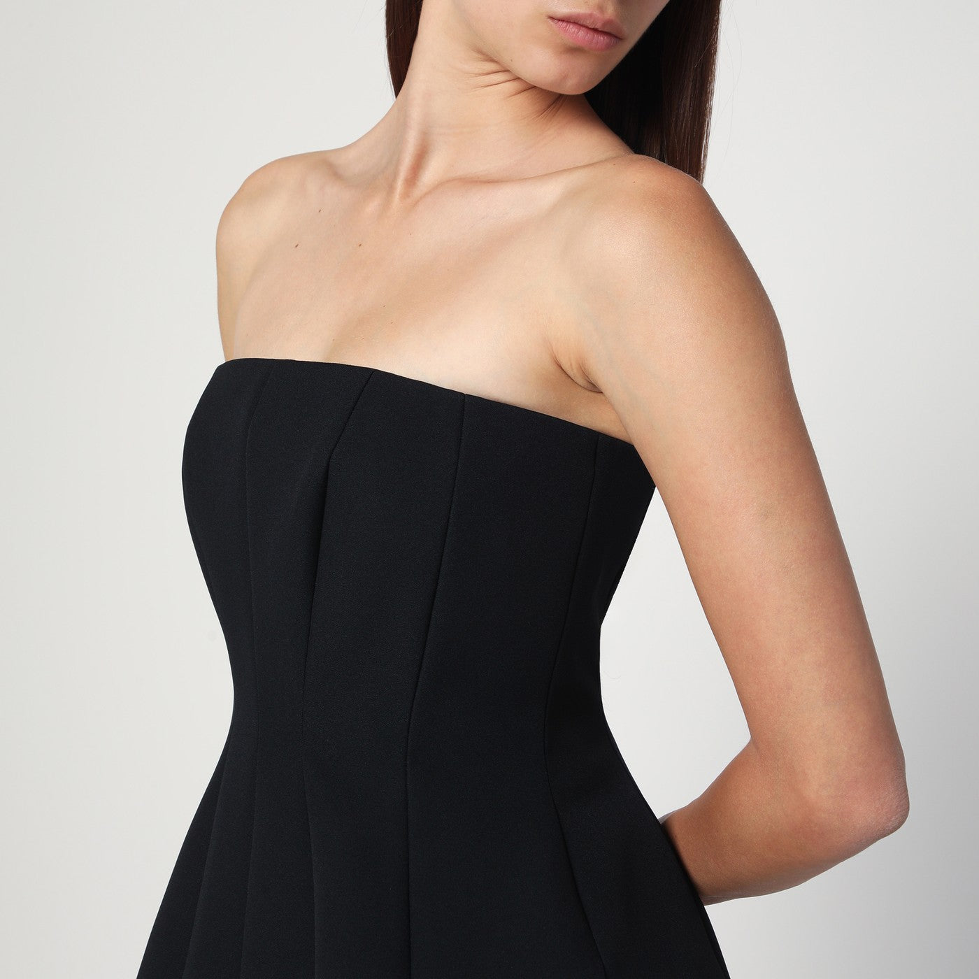 Black bustier dress in sablé