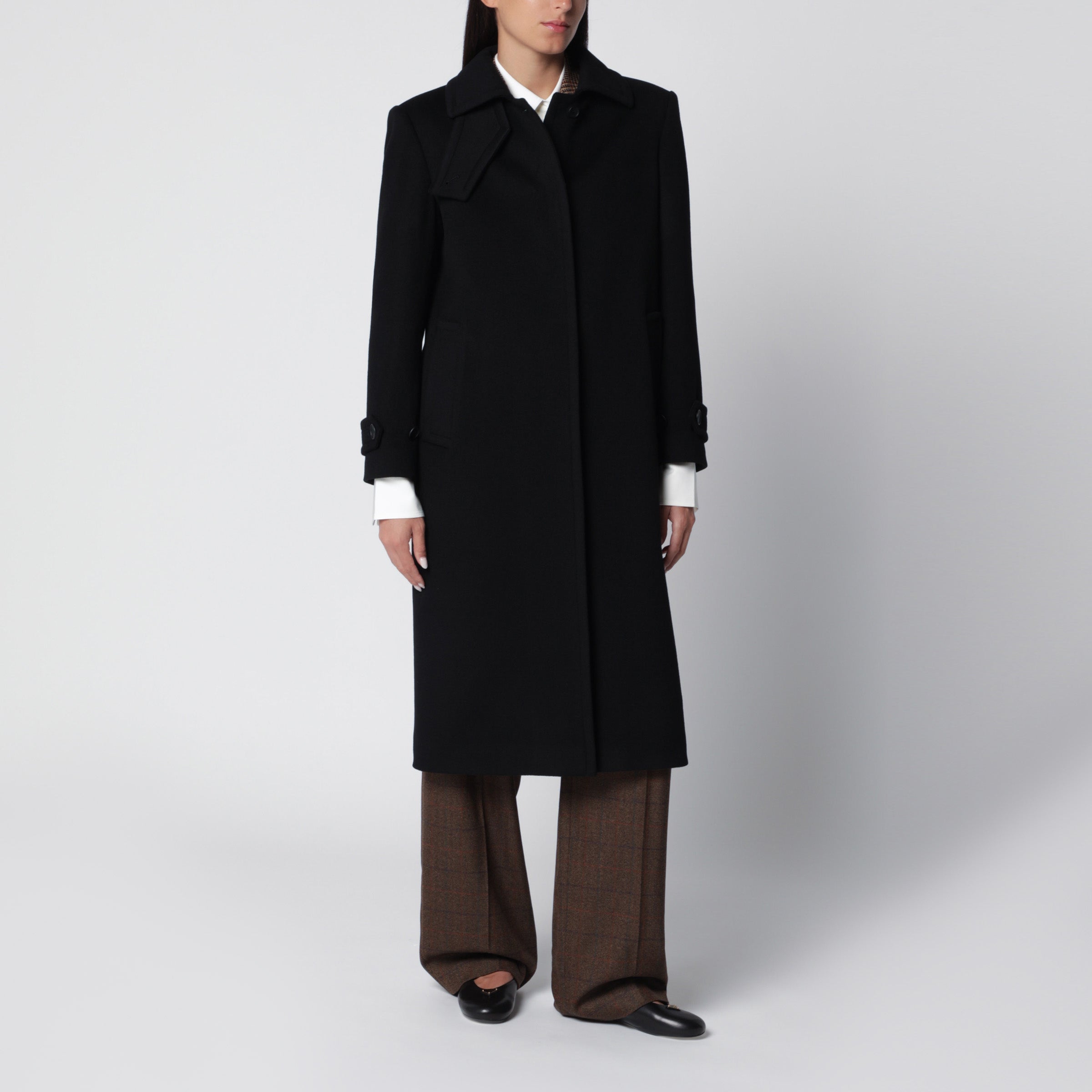 Tagliatore Single-breasted black wool coat | TheDoubleF