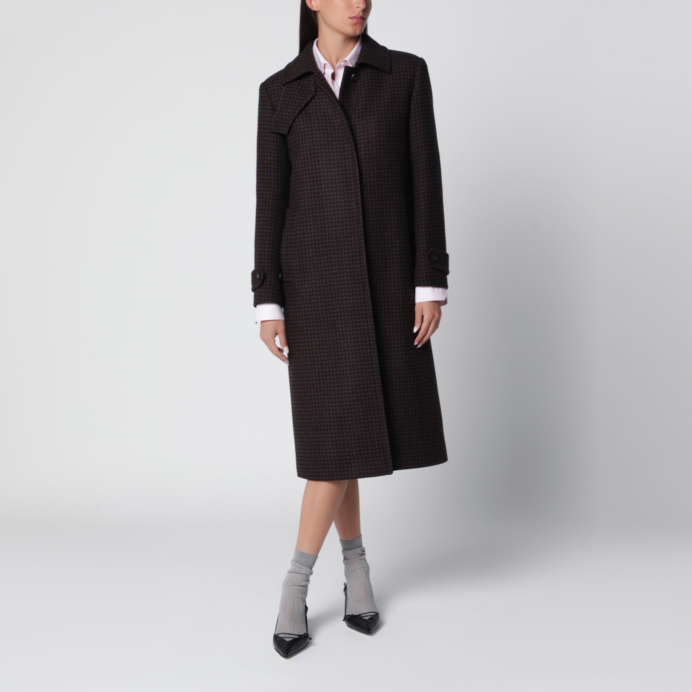 Tagliatore Single-breasted black/brown houndstooth wool coat