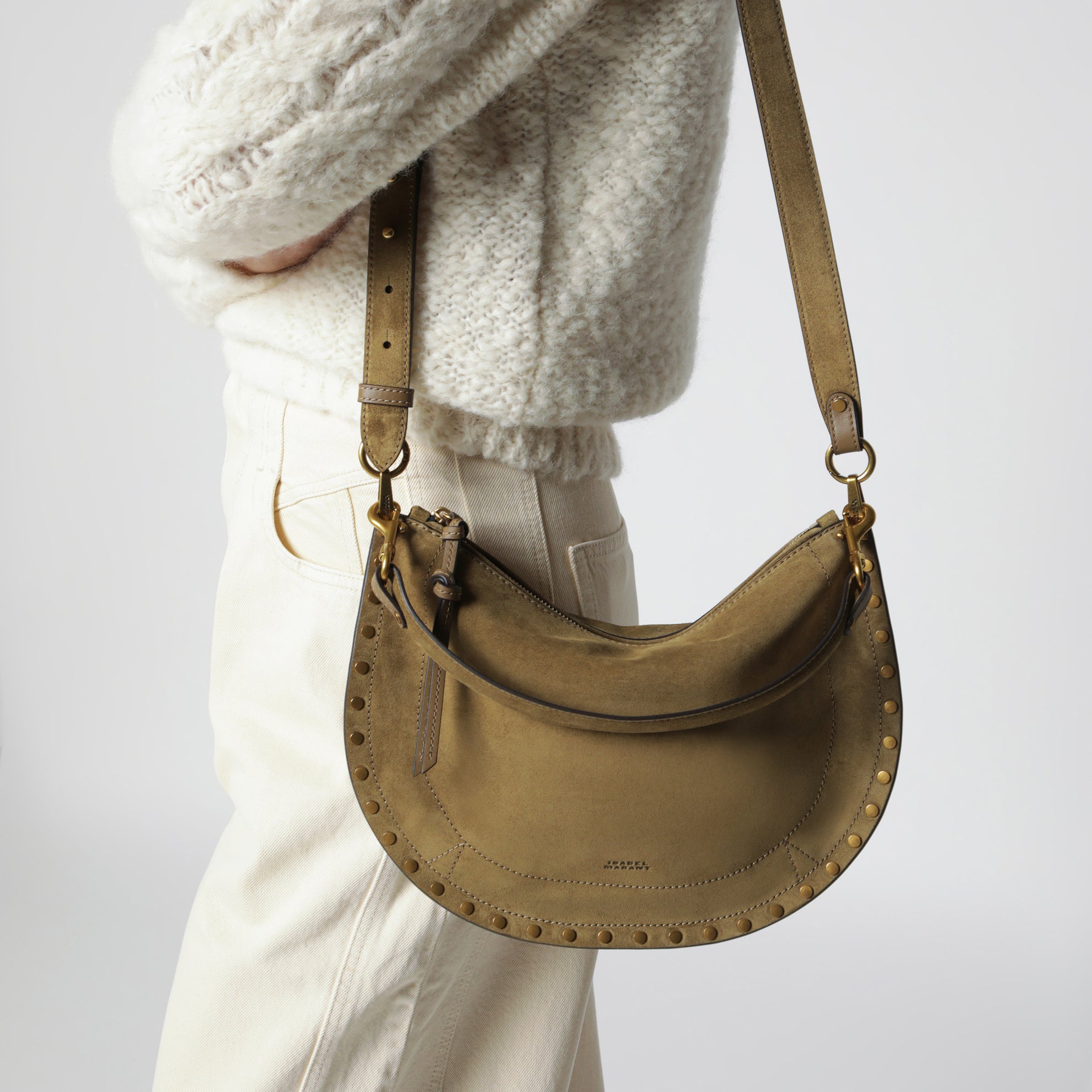 Sac Oskan Soft Zipped en daim taupe