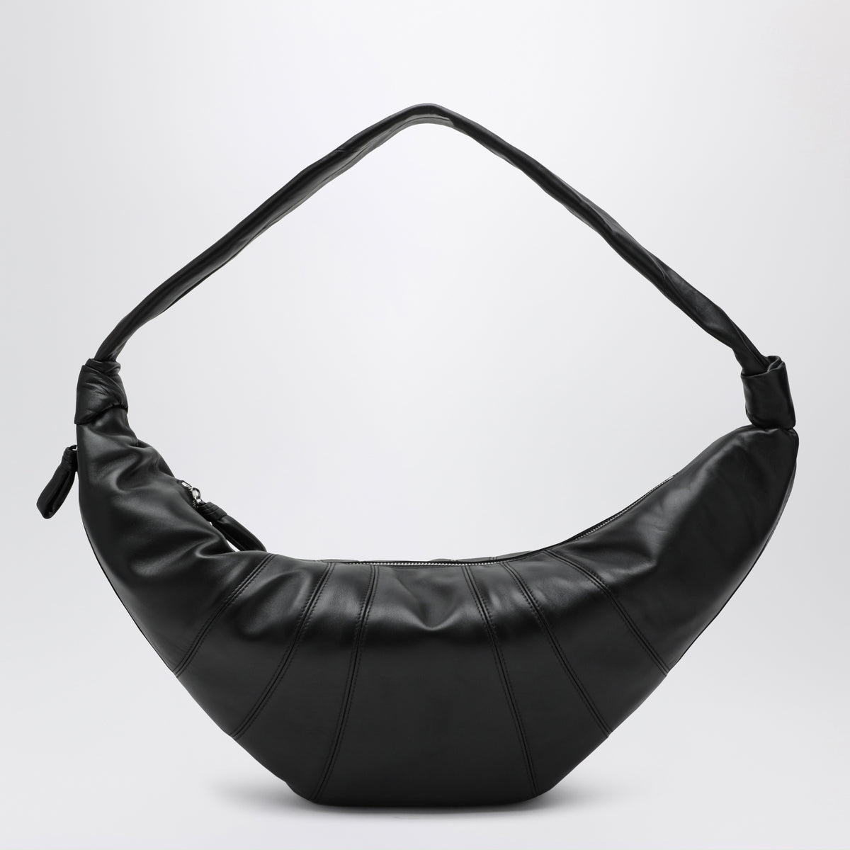 Borsa Croissant grande nera in nappa di agnello
