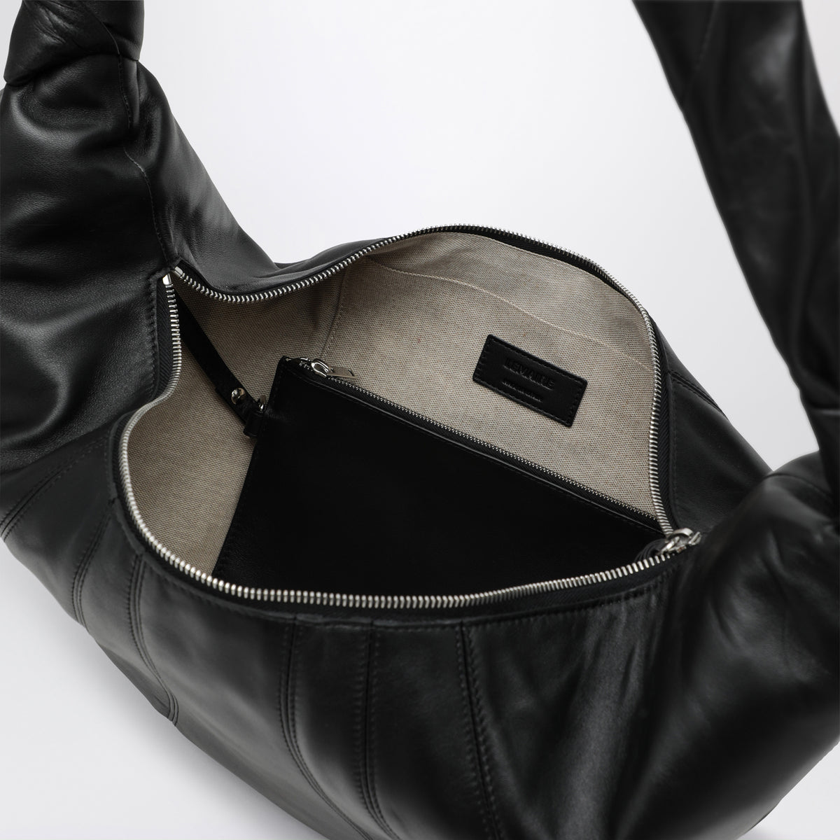 Borsa Croissant grande nera in nappa di agnello