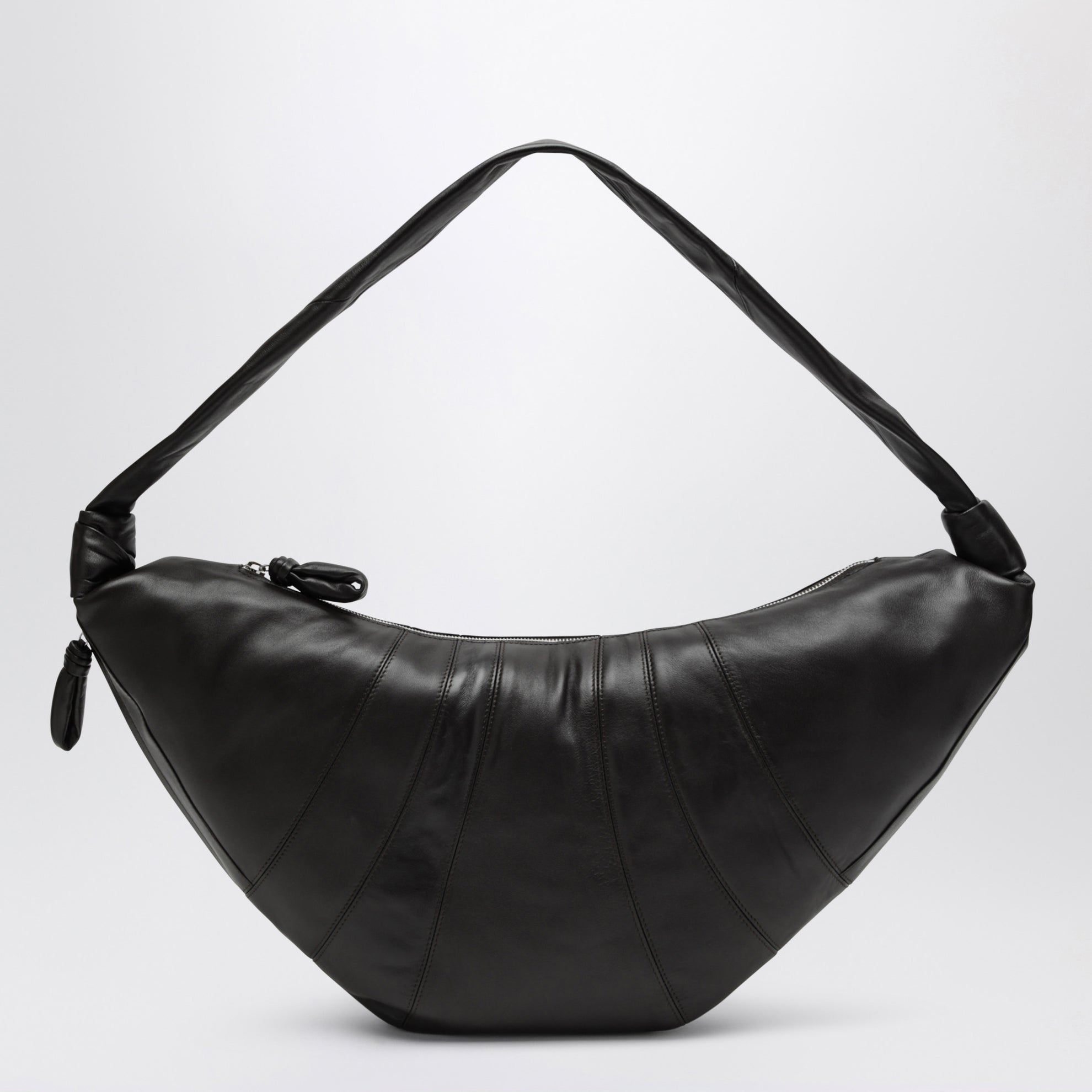 Large Croissant dark chocolate lambskin bag
