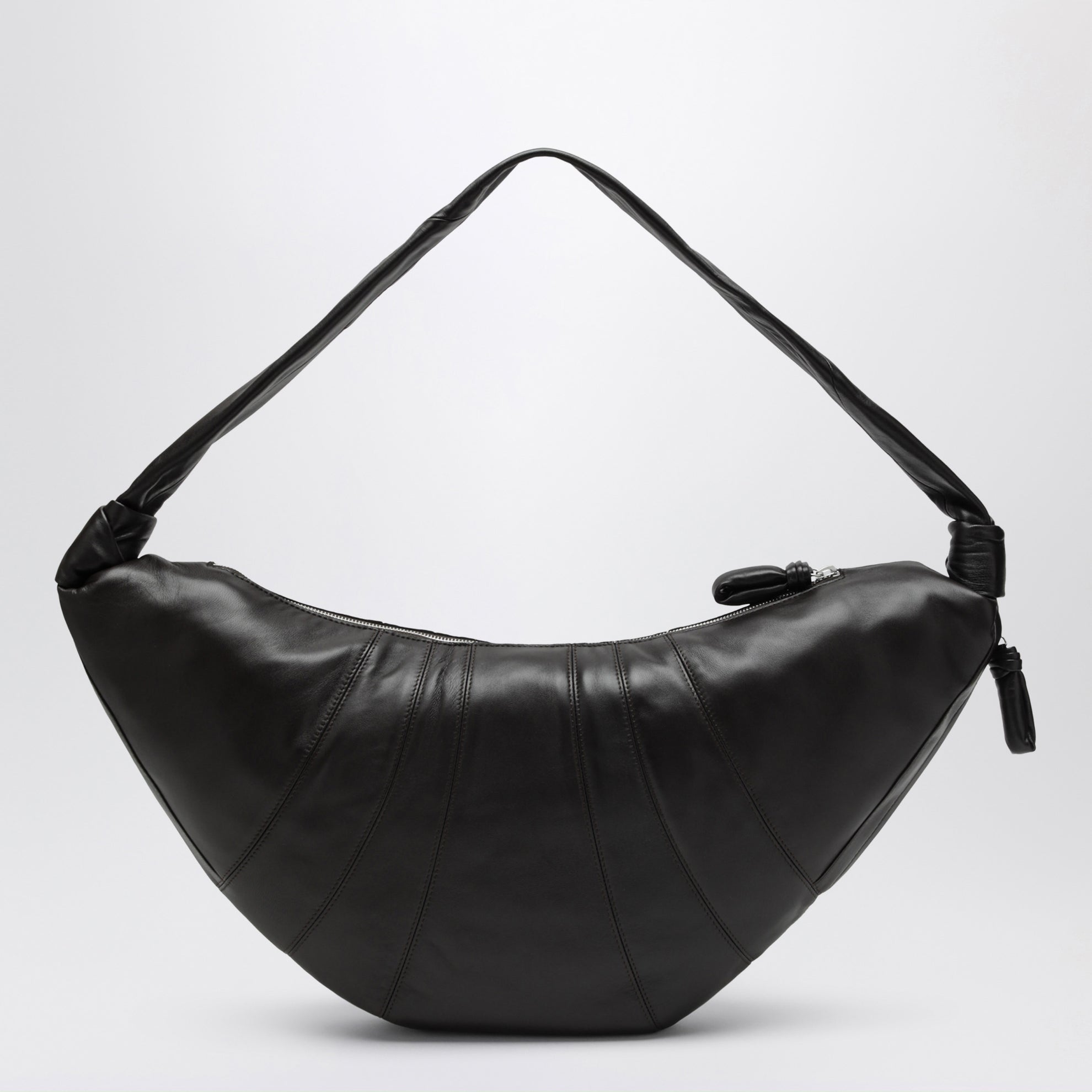 Large Croissant dark chocolate lambskin bag