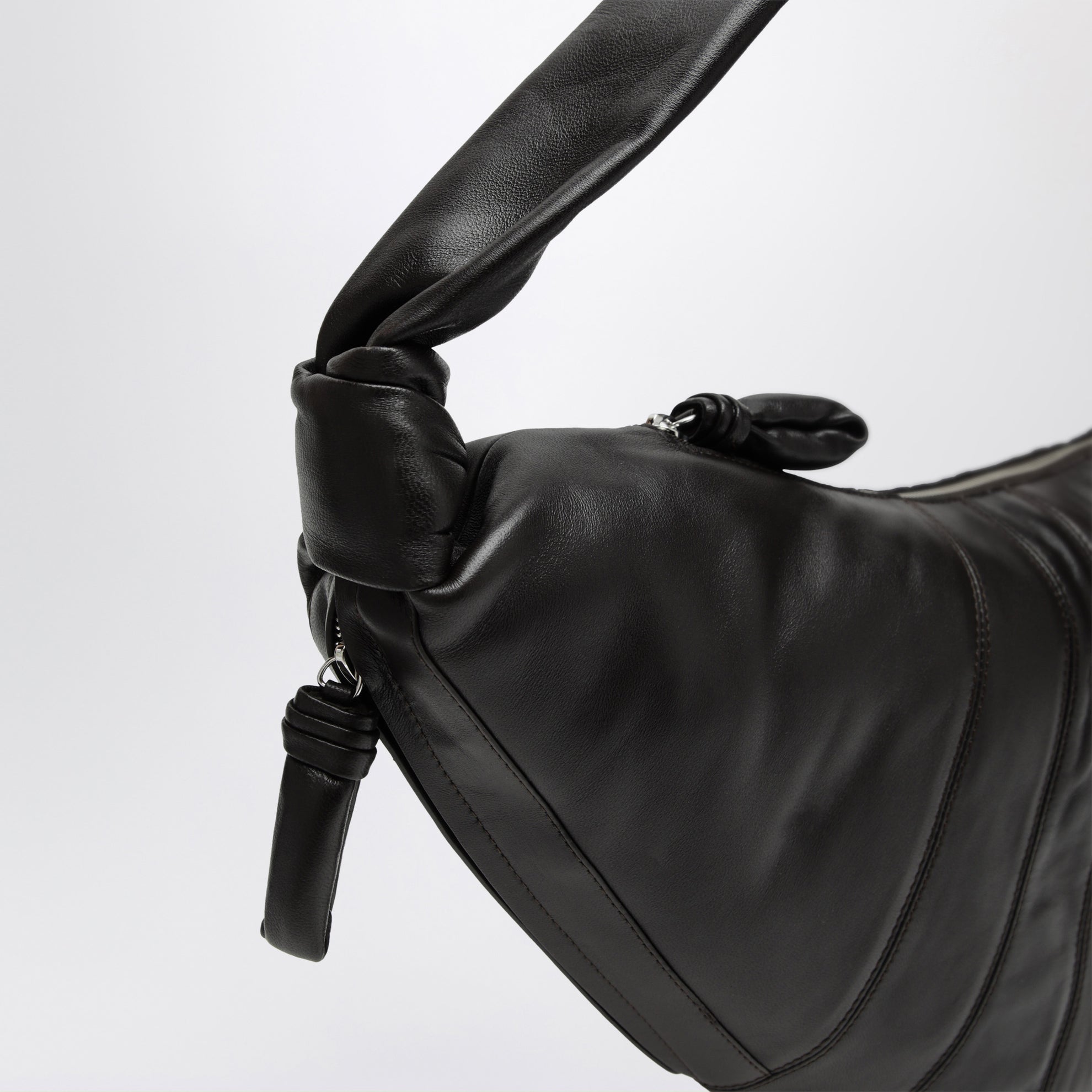 Large Croissant dark chocolate lambskin bag
