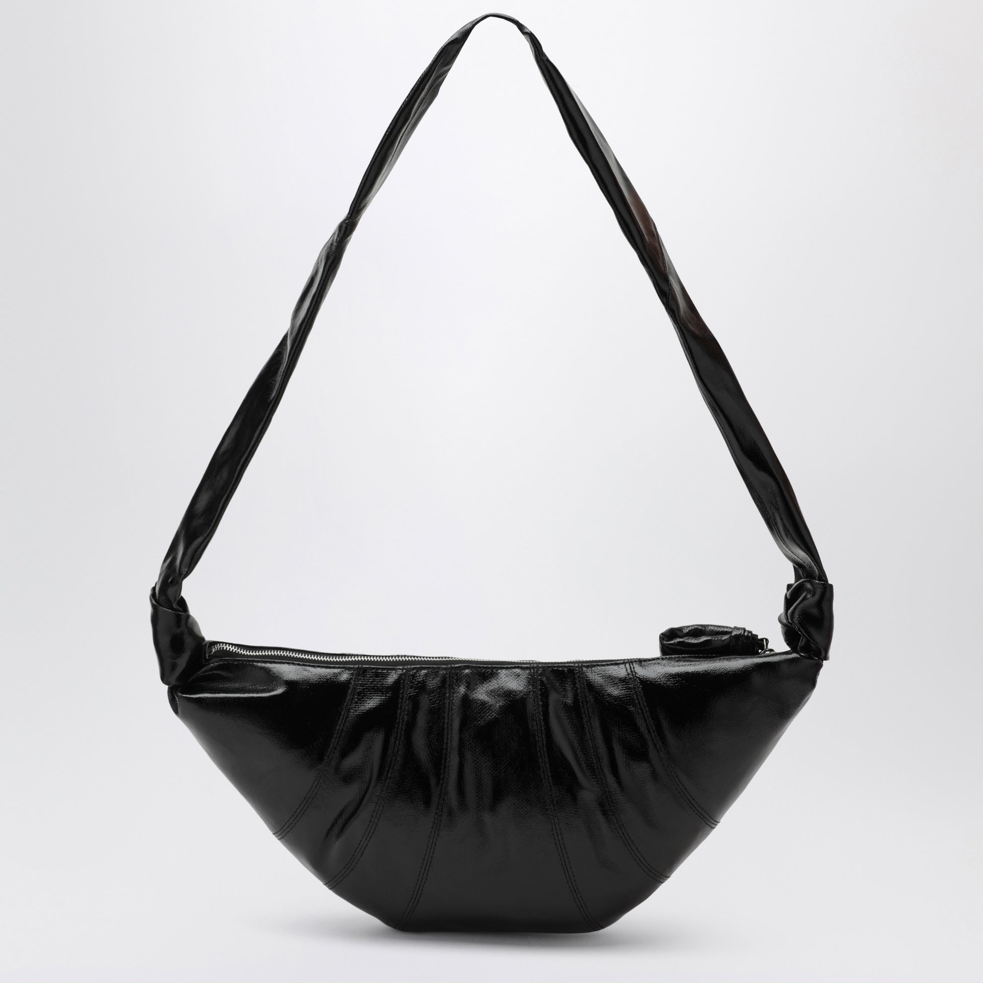 Croissant bag media nera in cotone rivestito
