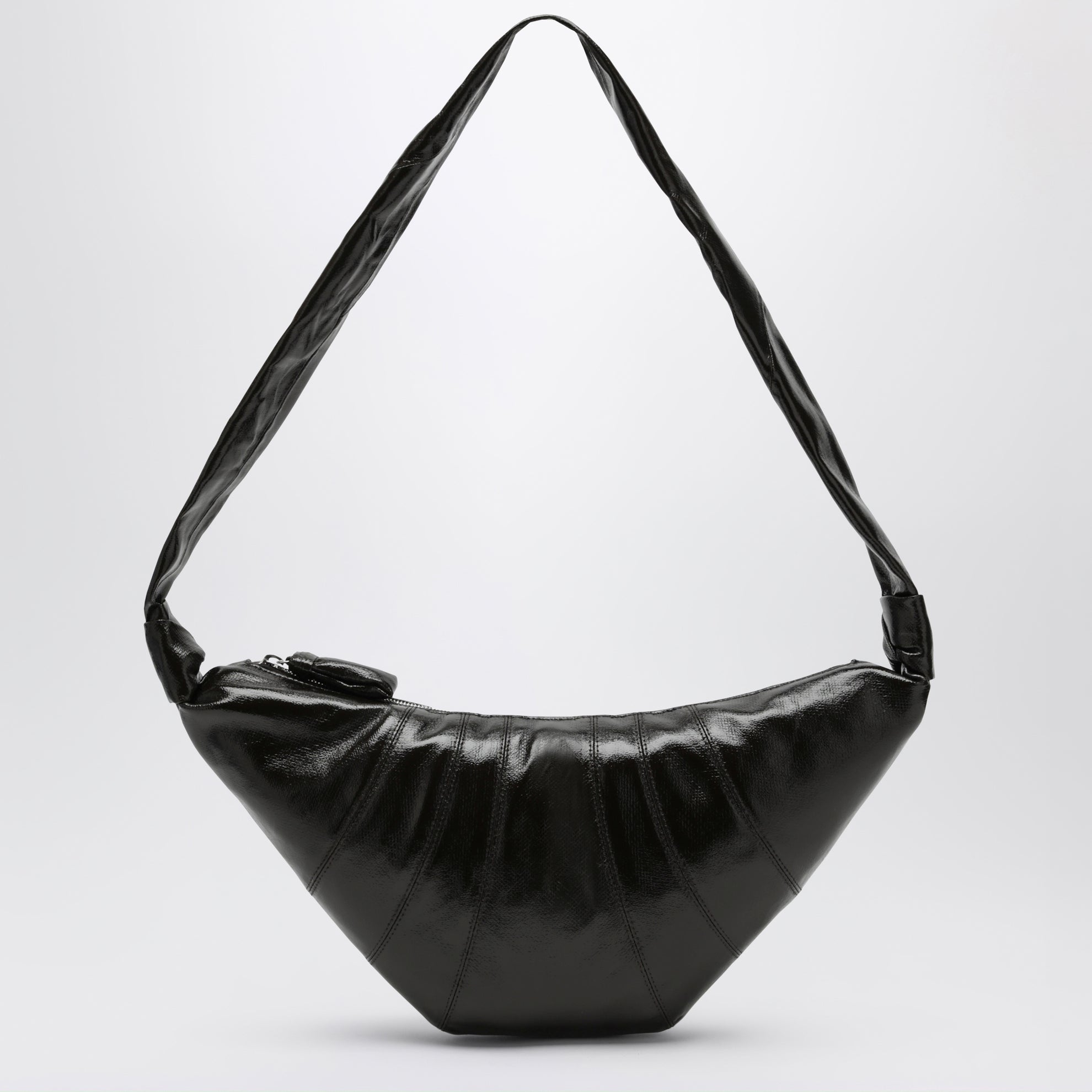 Croissant bag media verde scura in cotone rivestito