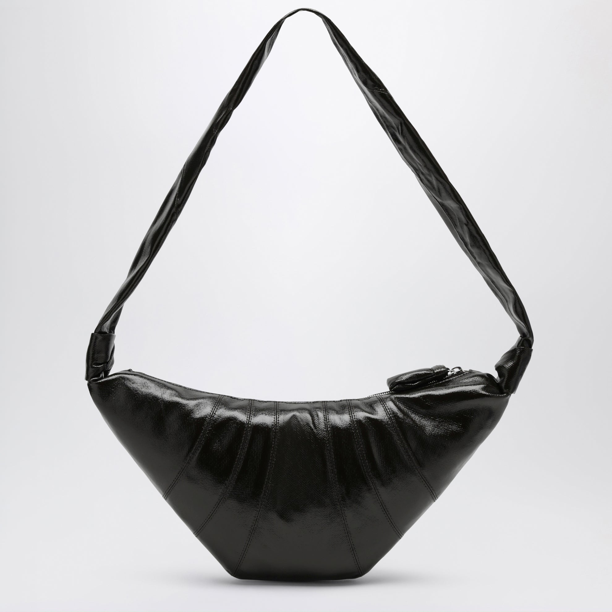 Croissant bag media verde scura in cotone rivestito