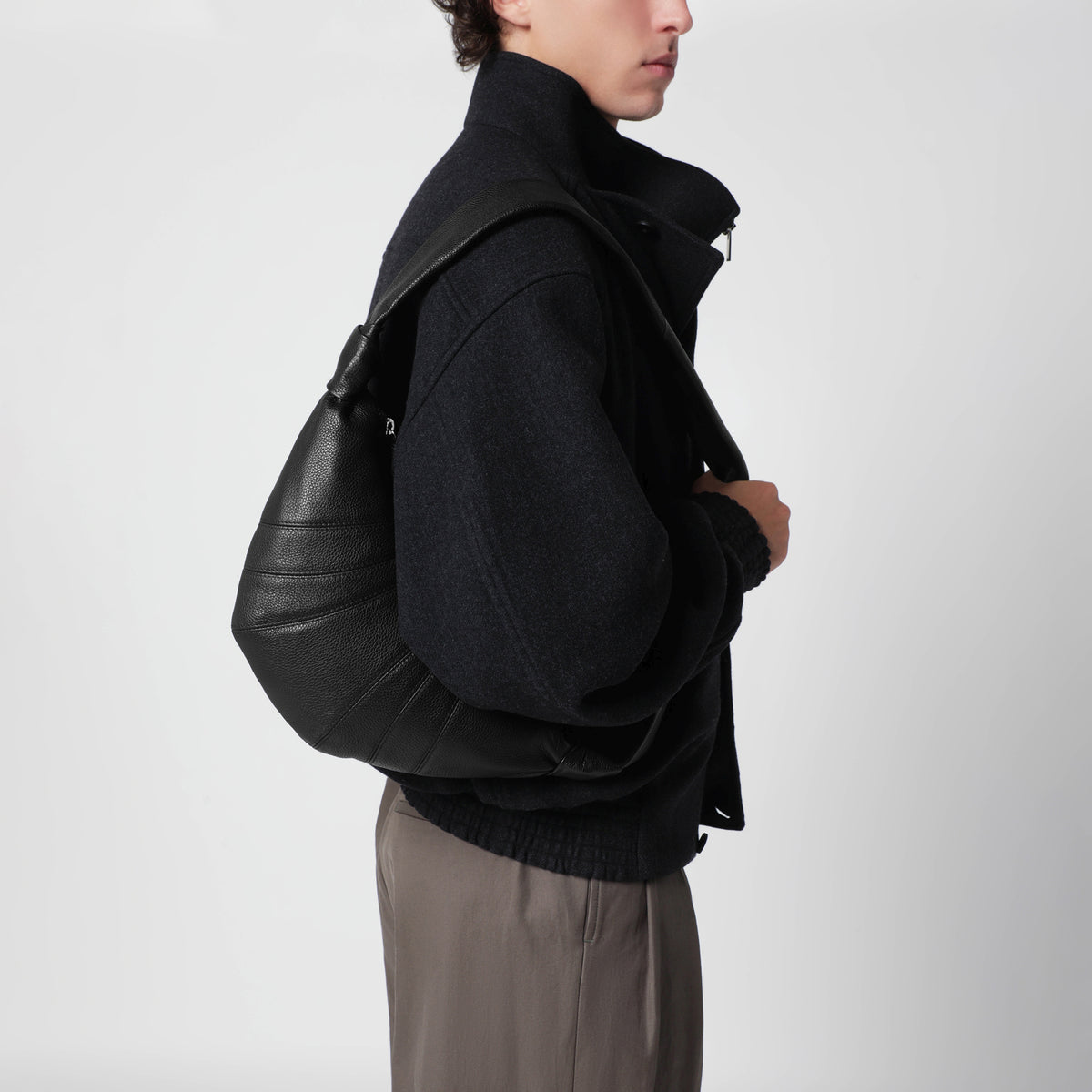 Medium Croissant bag in black leather