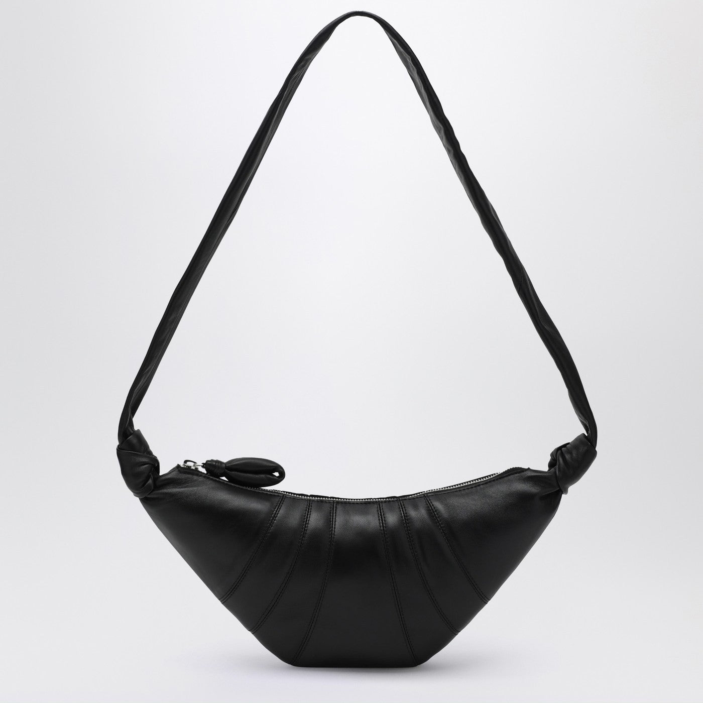 Croissant bag piccola nera in pelle