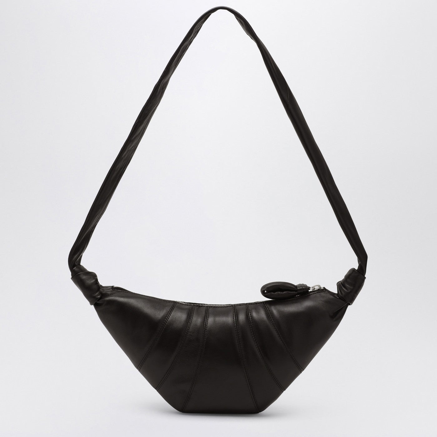 Croissant bag piccola nera in pelle