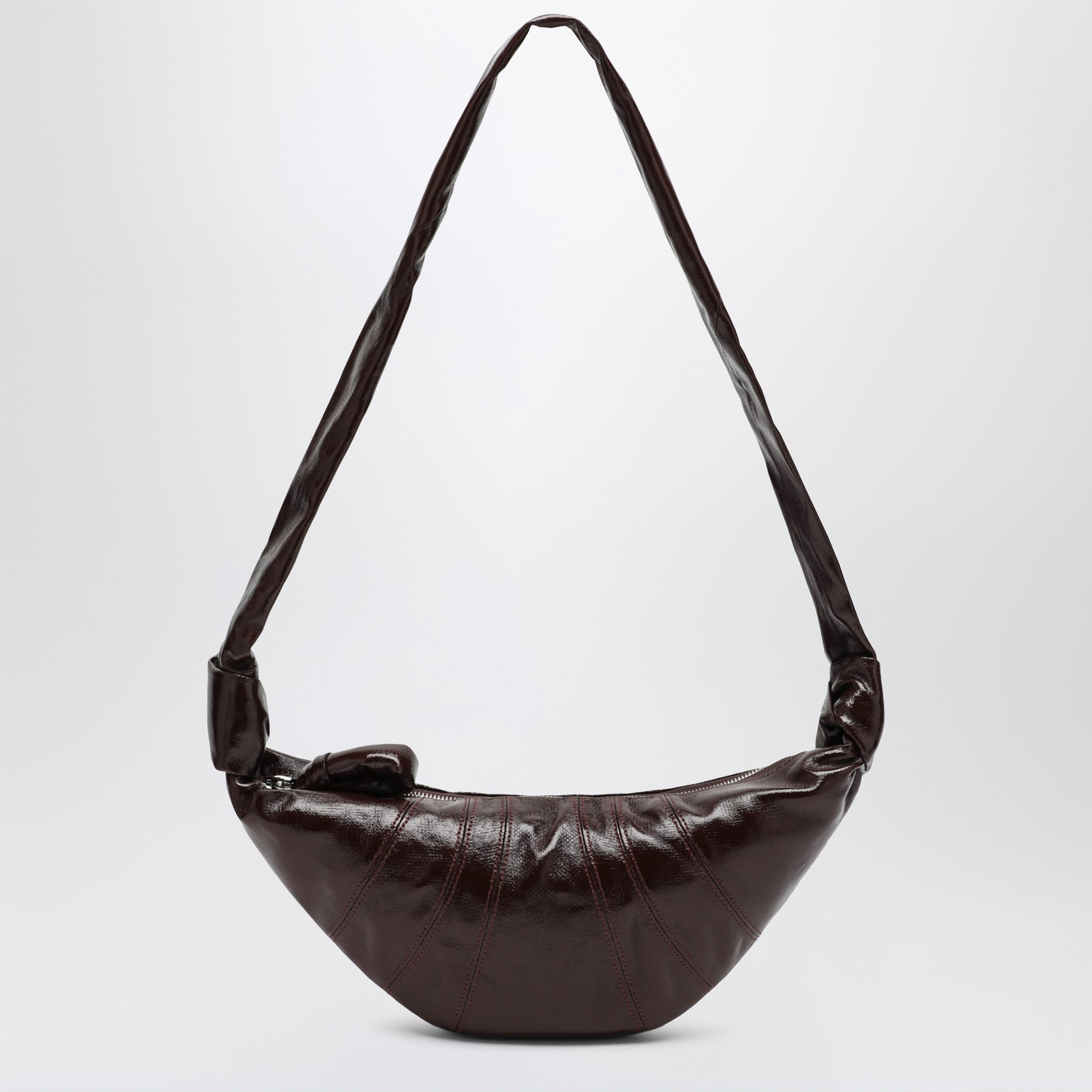 Croissant bag piccola marrone in cotone rivestito