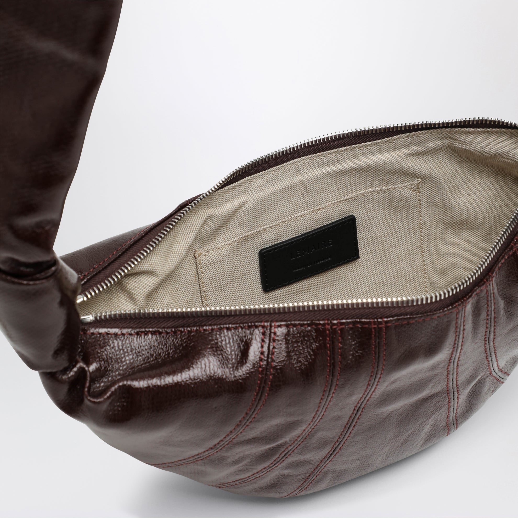 Croissant bag piccola marrone in cotone rivestito