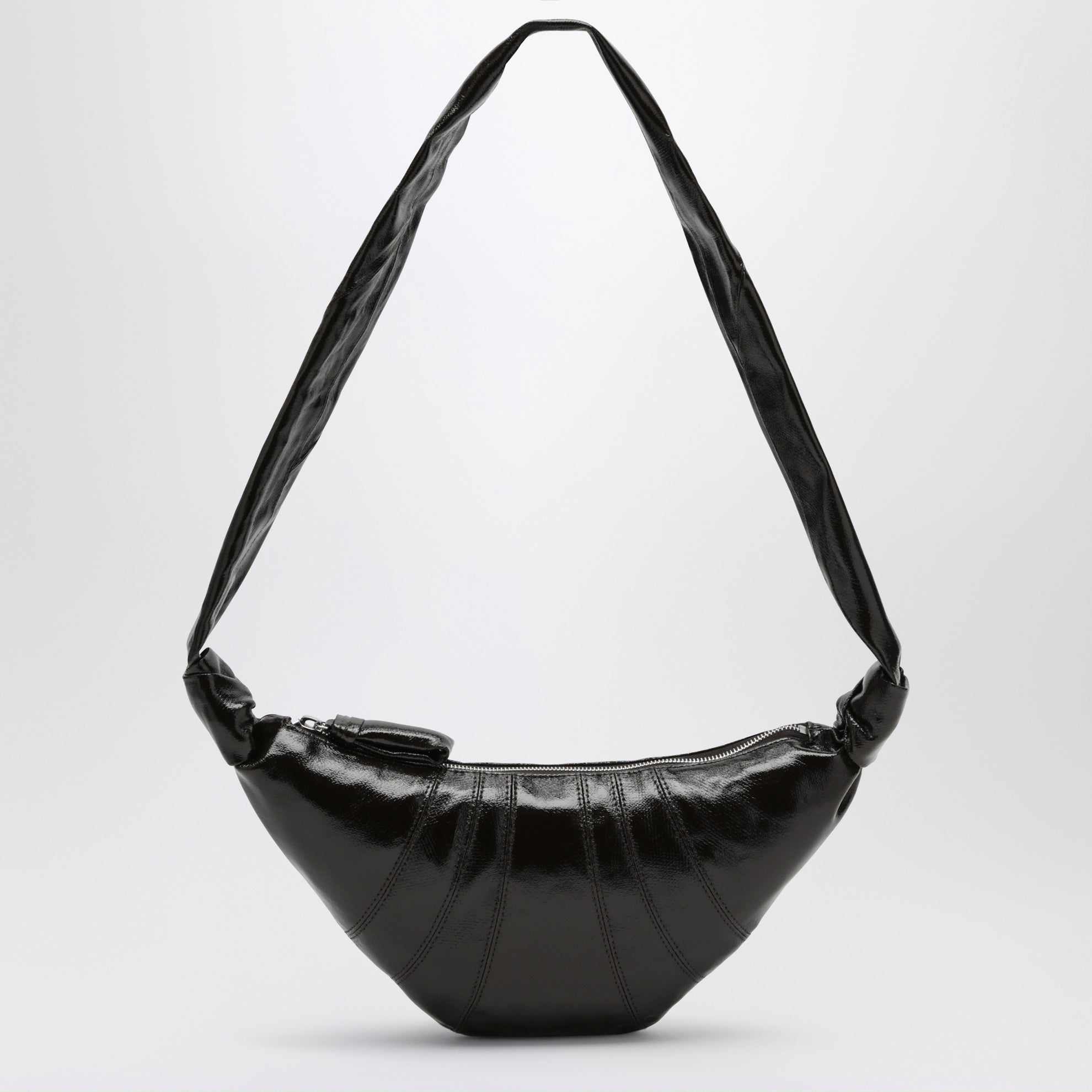 Small Croissant Bag in dark green coated cotton
