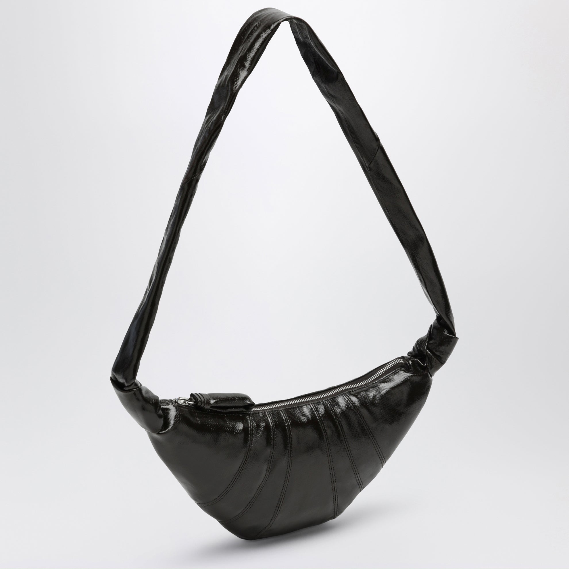 Small Croissant Bag in dark green coated cotton