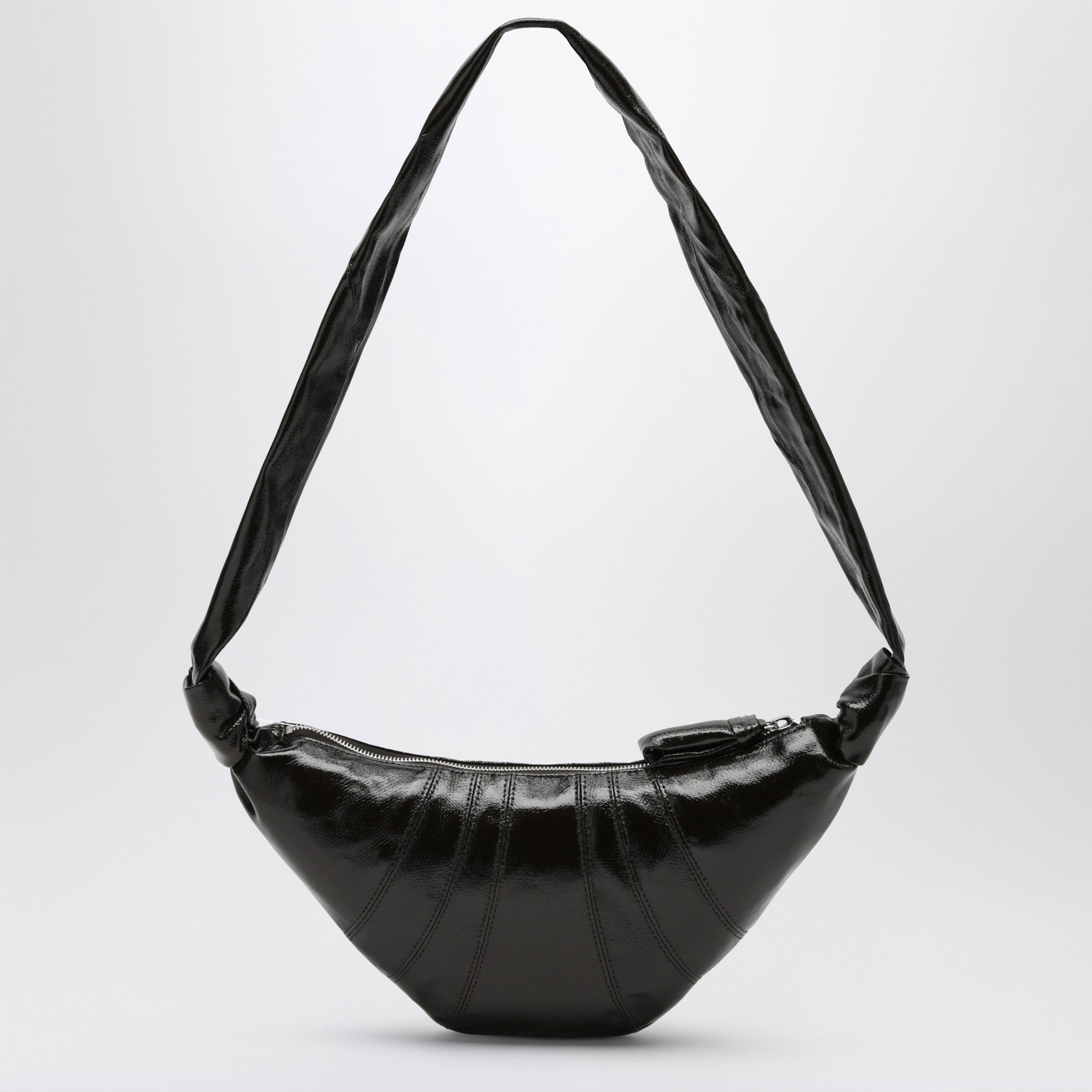 Small Croissant Bag in dark green coated cotton