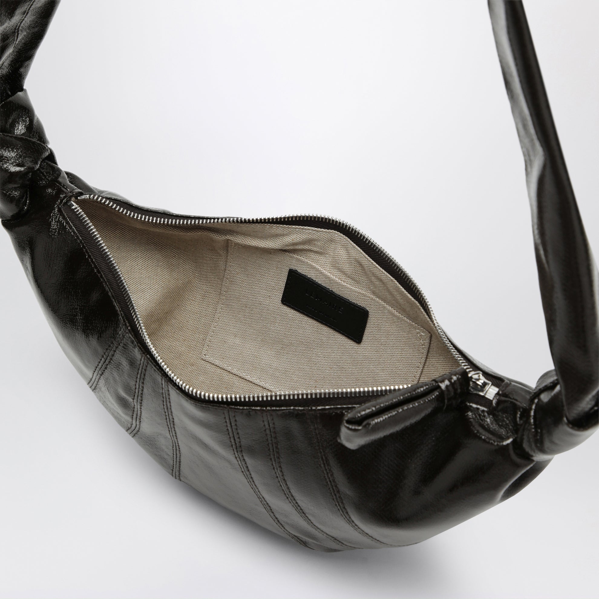 Small Croissant Bag in dark green coated cotton