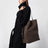 Belted Tote Bag in Dark Brown Cotton Canvas