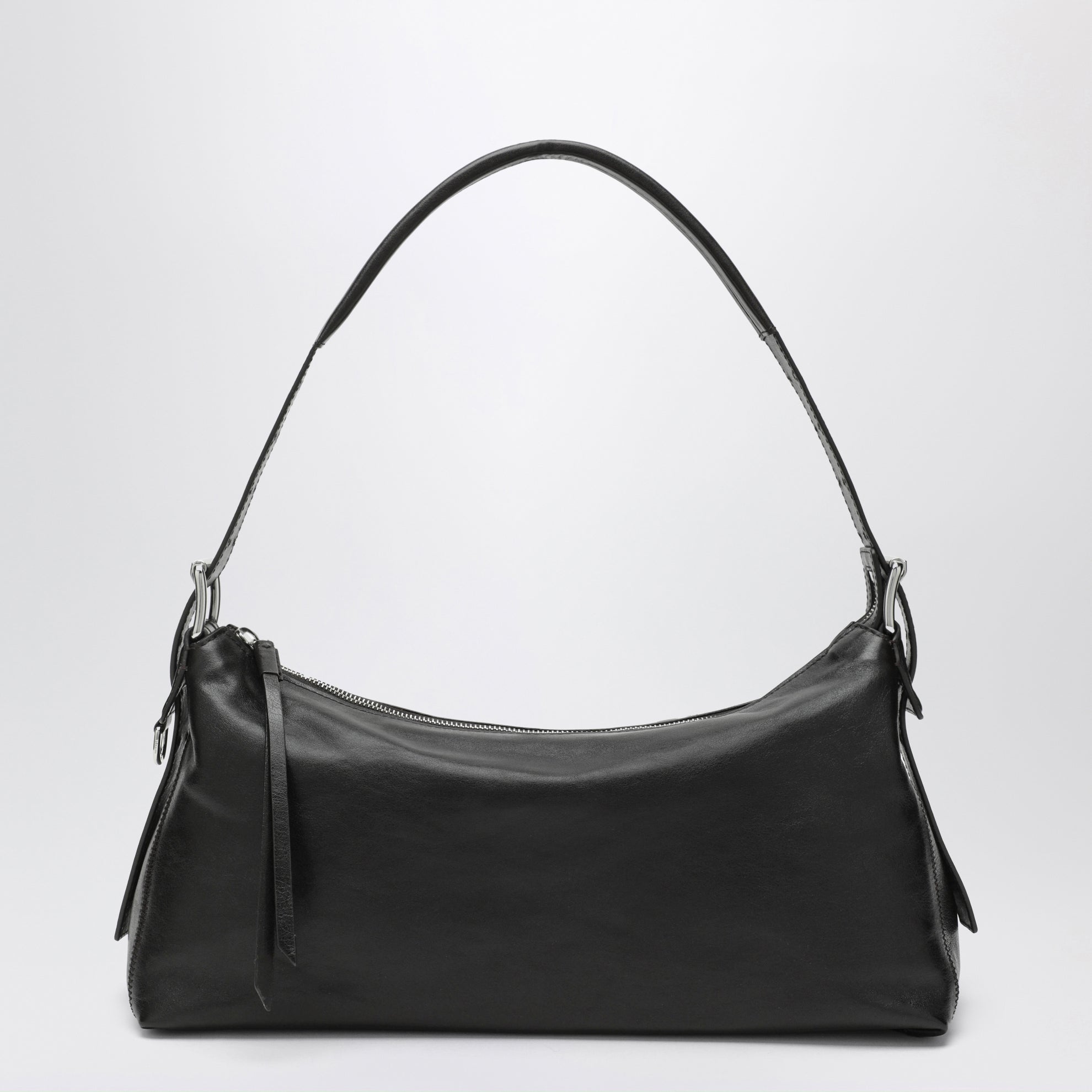 sac baguette en cuir marron foncé