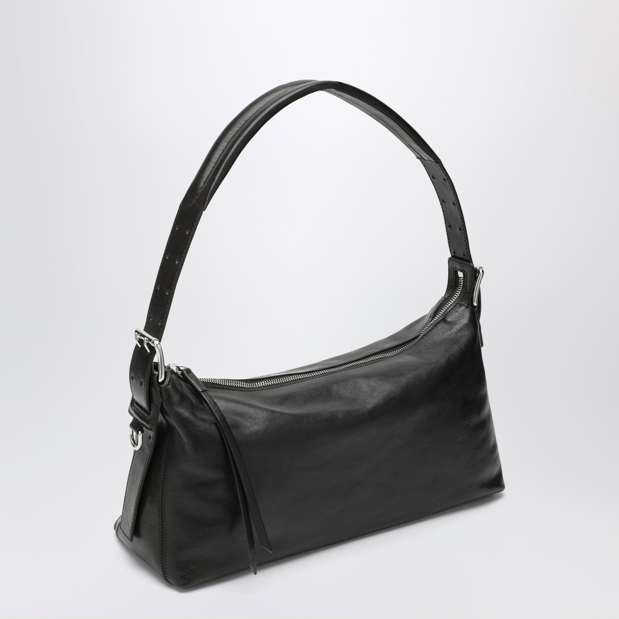 sac baguette en cuir marron foncé