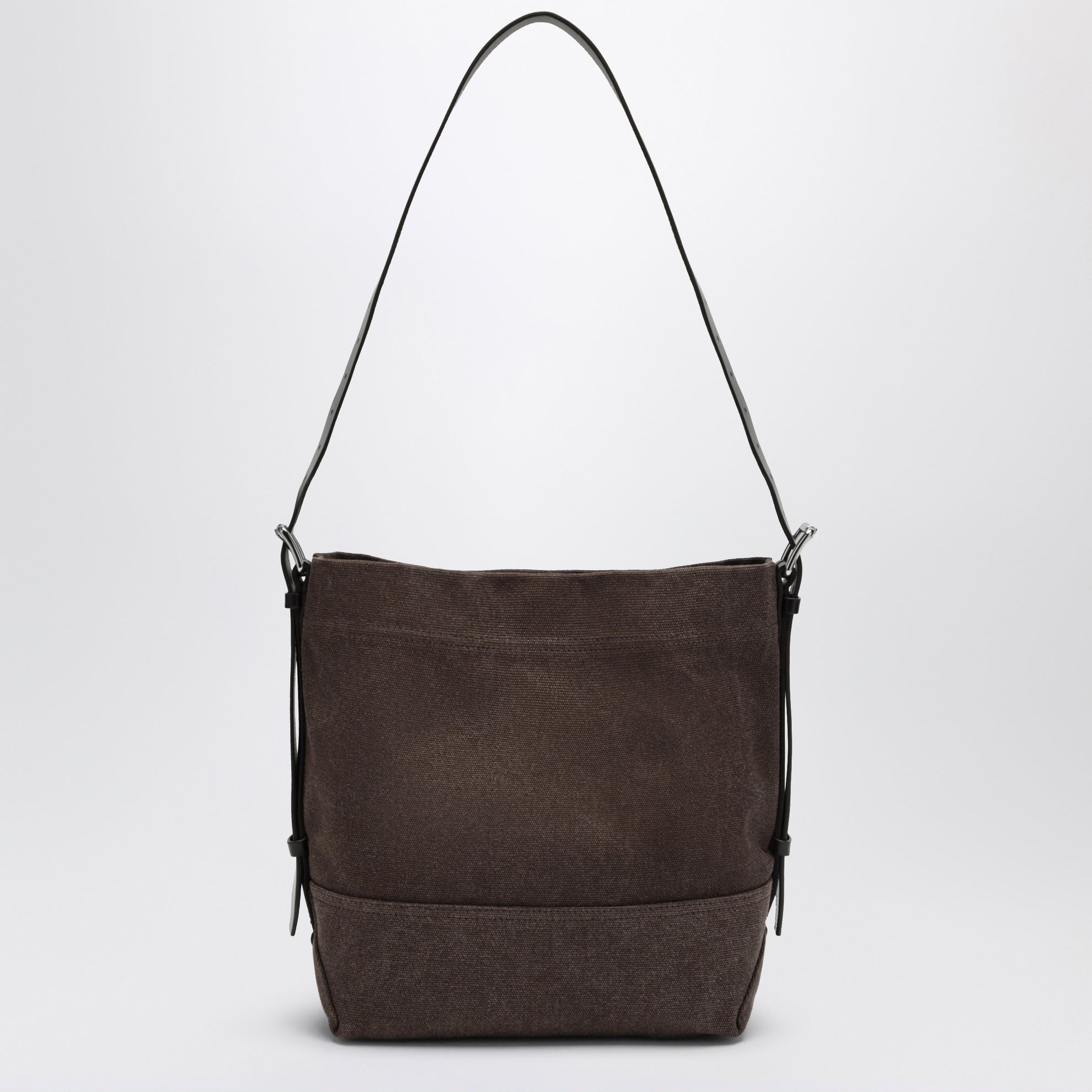 Small dark chocolate cotton canvas tote bag