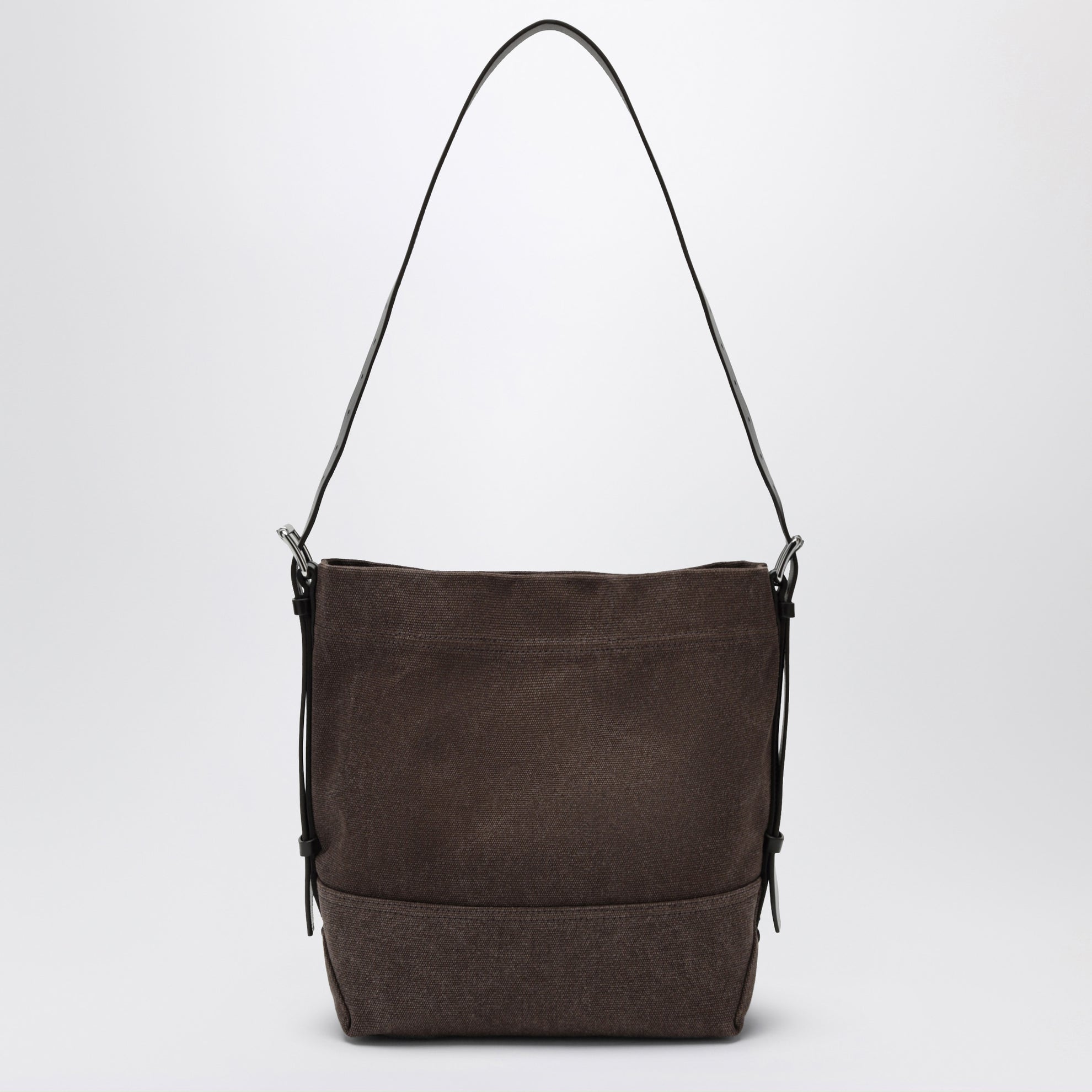 Small dark chocolate cotton canvas tote bag