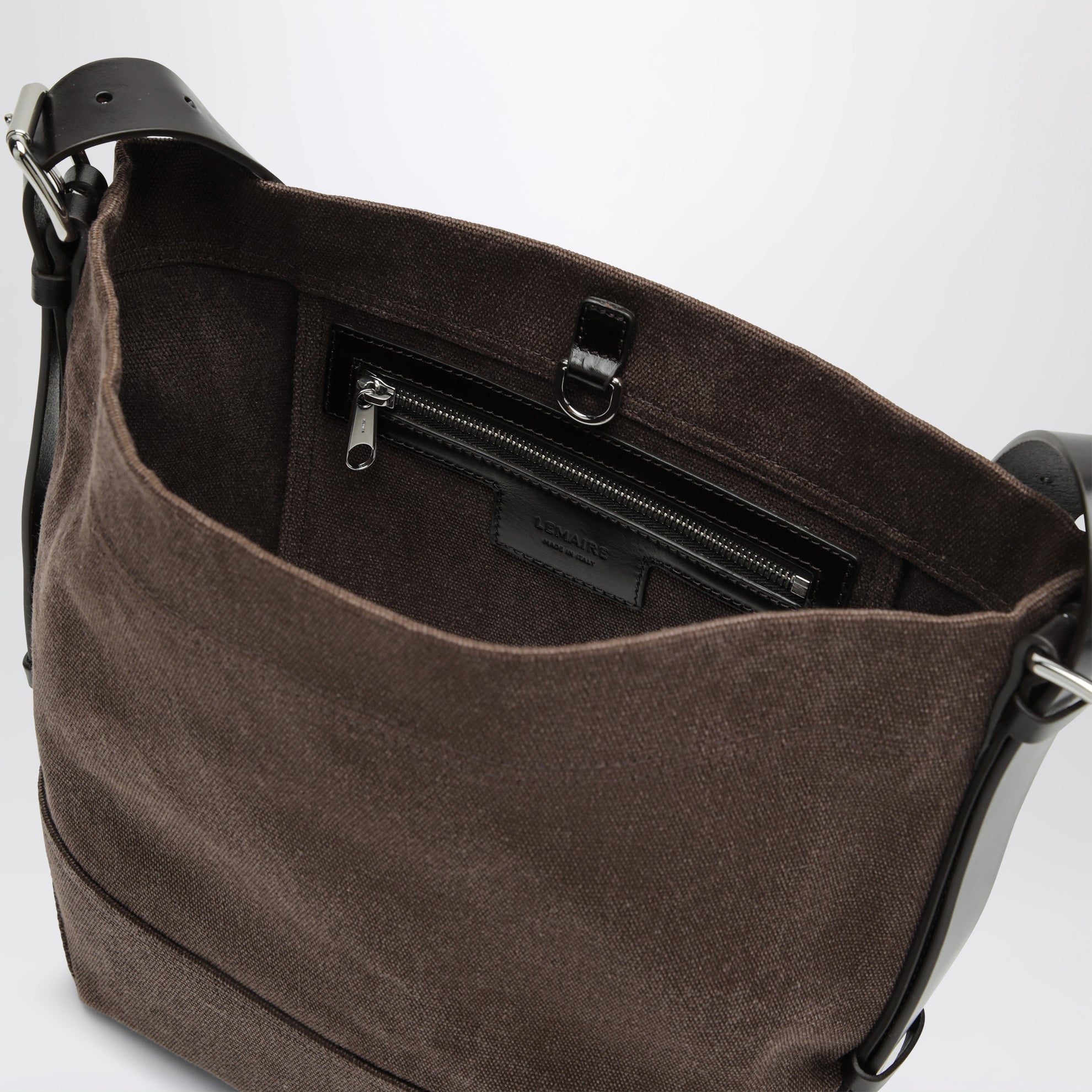 Small dark chocolate cotton canvas tote bag