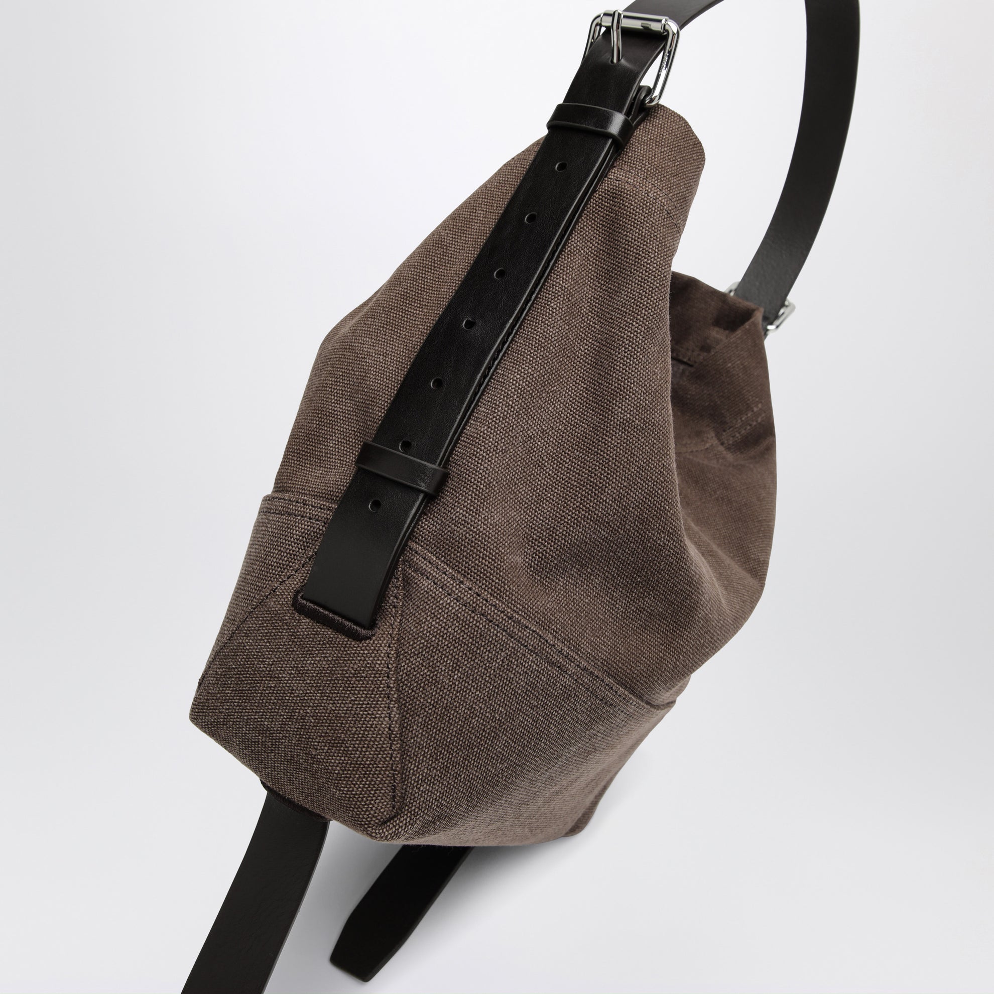 Small dark chocolate cotton canvas tote bag