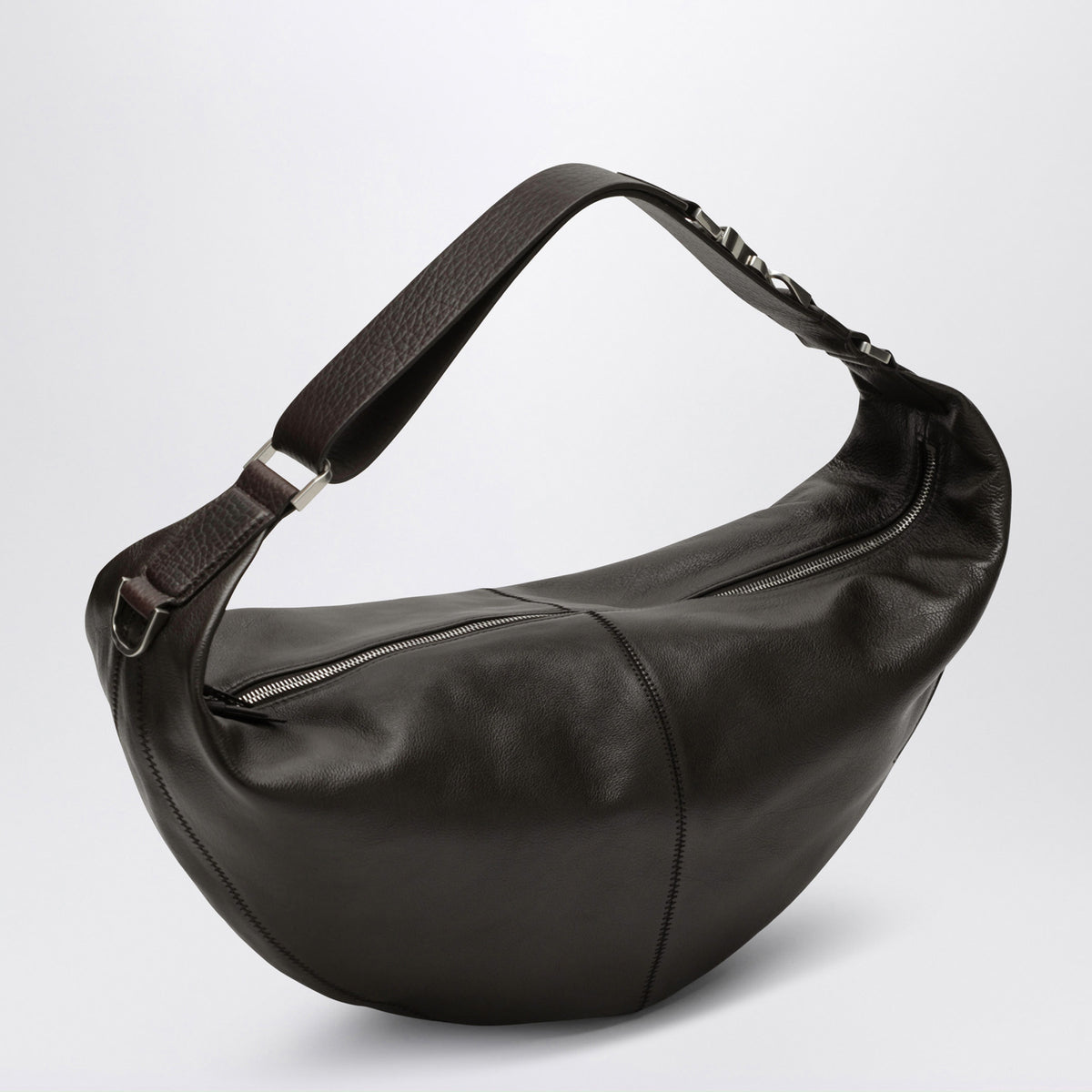 Dark brown Quiver Clip bag in leather