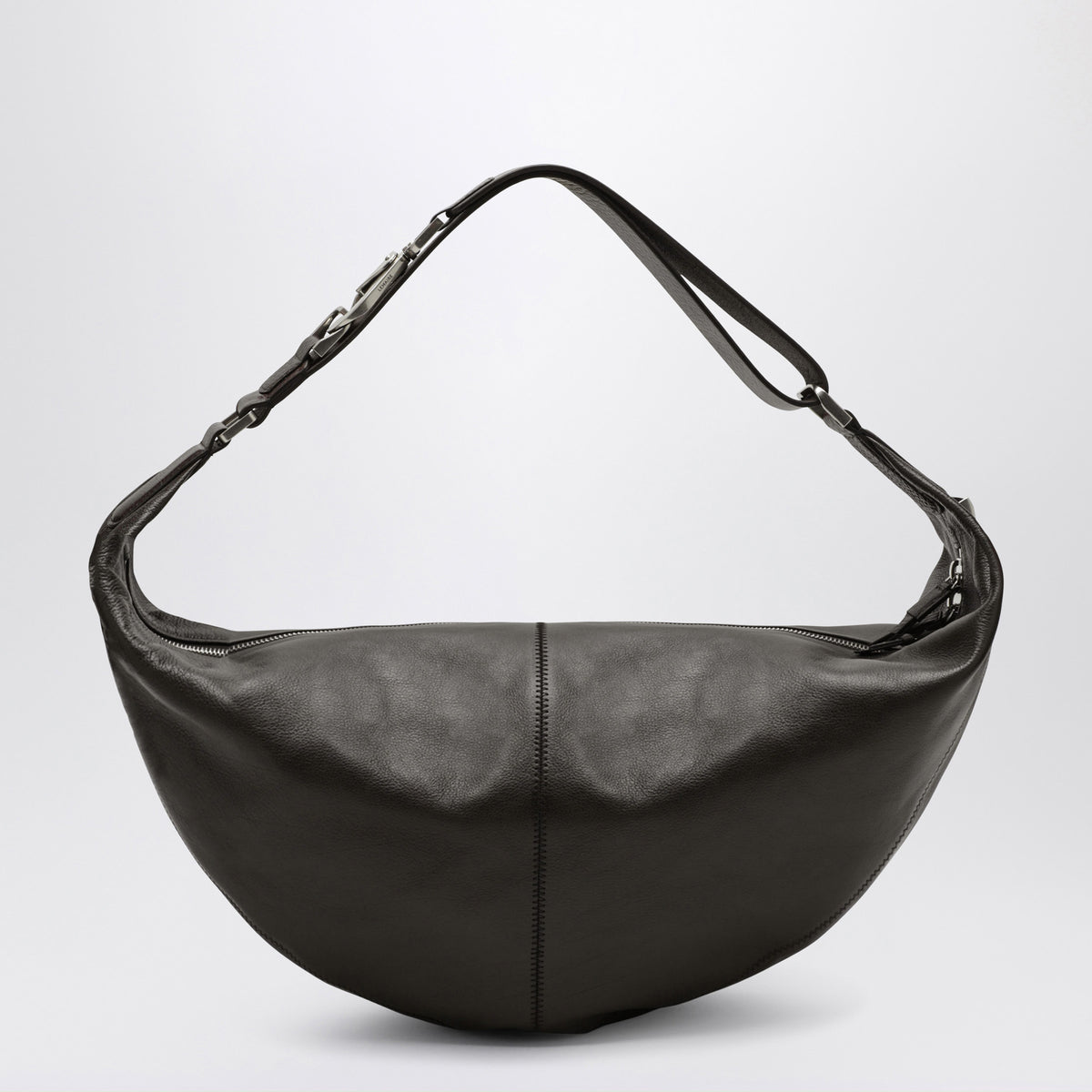Dark brown Quiver Clip bag in leather