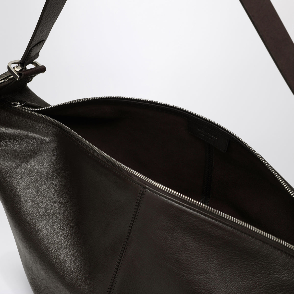 Dark brown Quiver Clip bag in leather