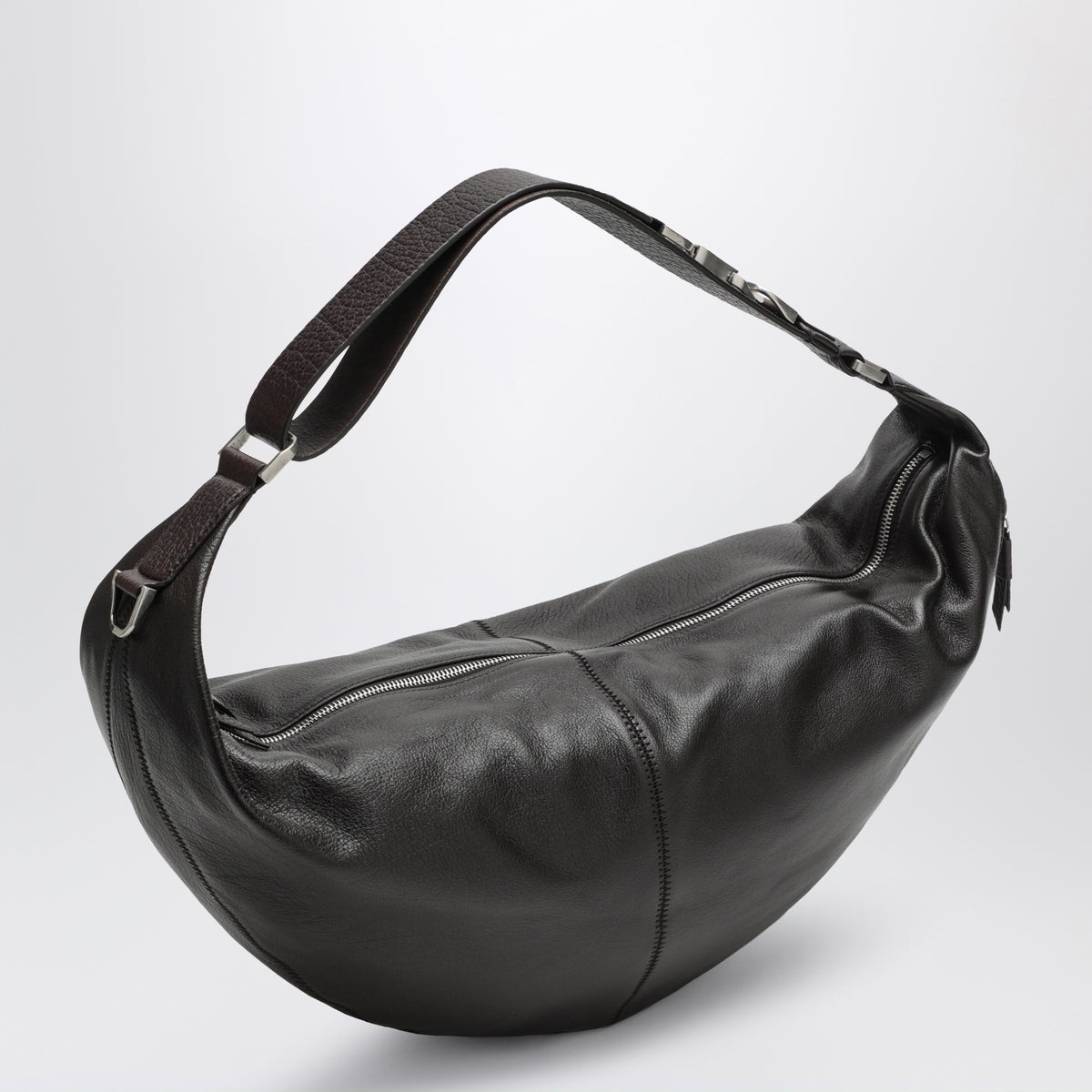 Quiver Clip dark brown leather bag