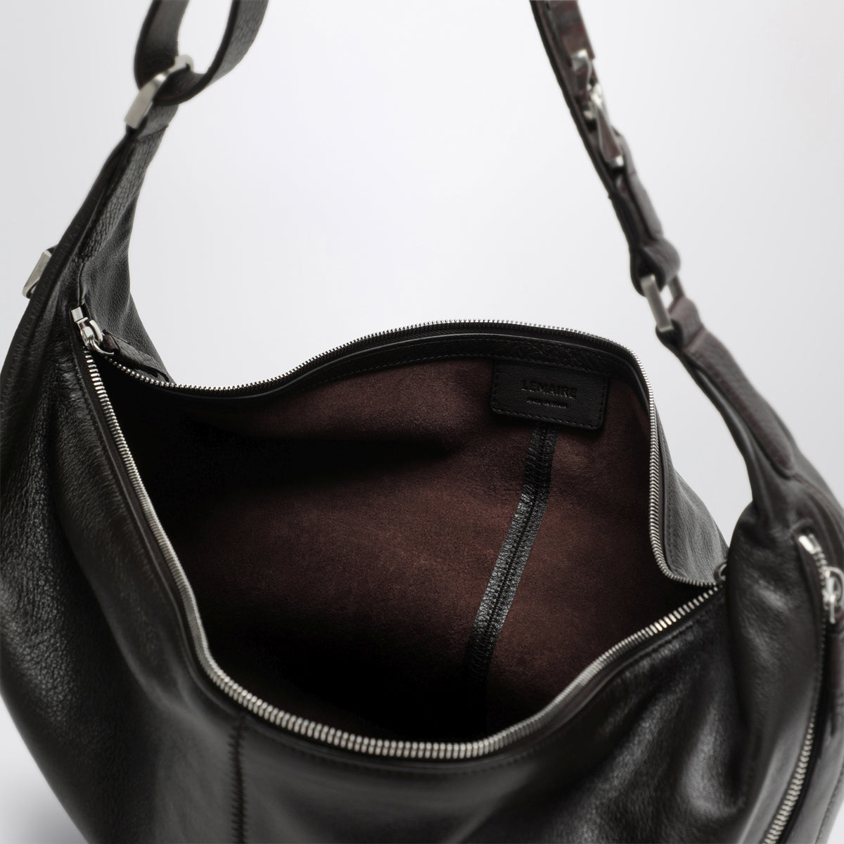 Quiver Clip dark brown leather bag