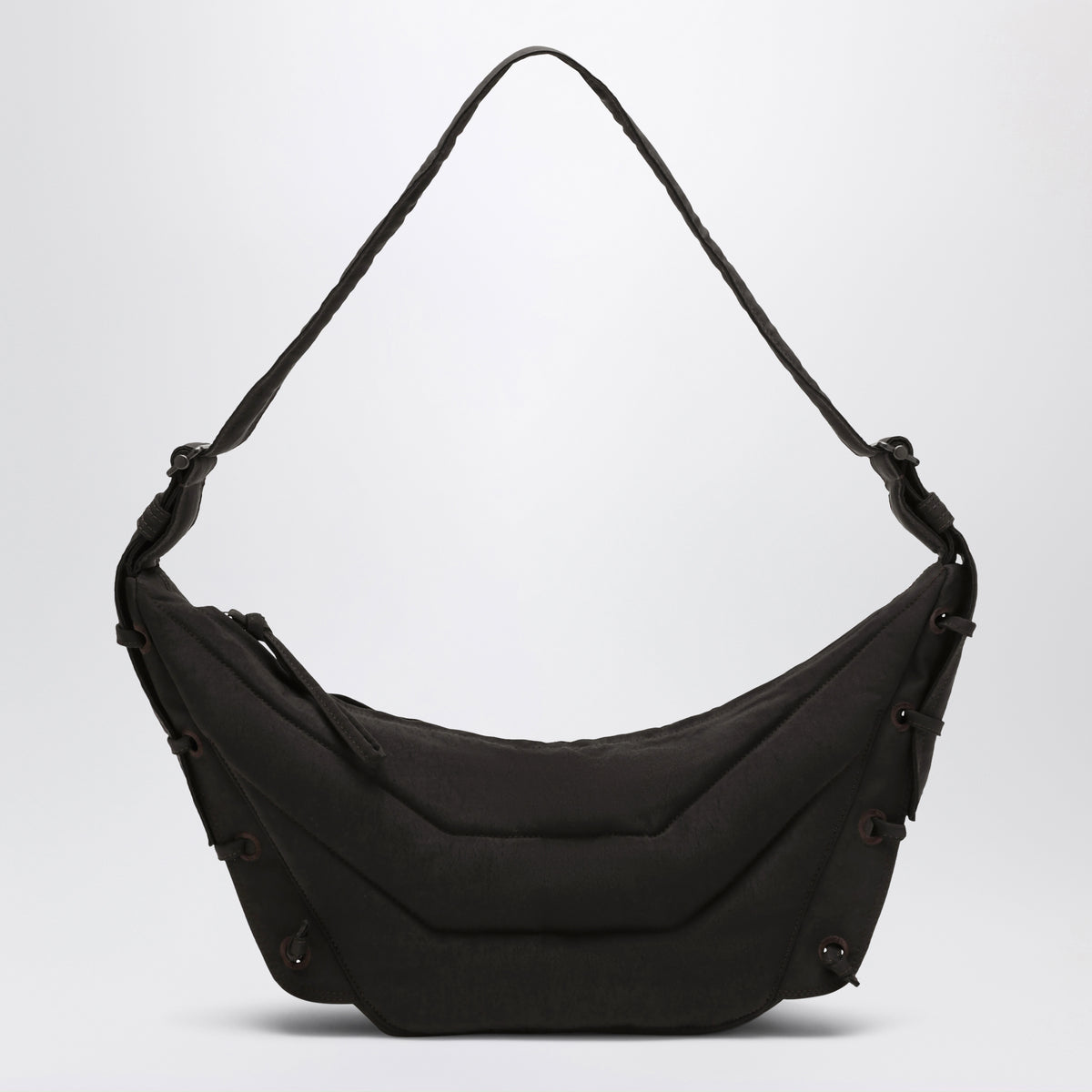 Borsa Soft Game piccola marrone scura in nylon idrorepellente
