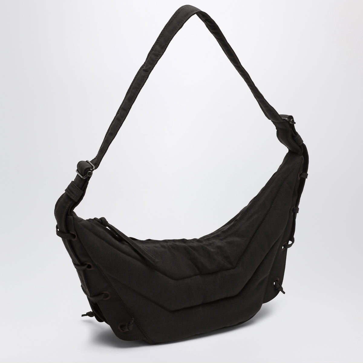 Borsa Soft Game piccola marrone scura in nylon idrorepellente