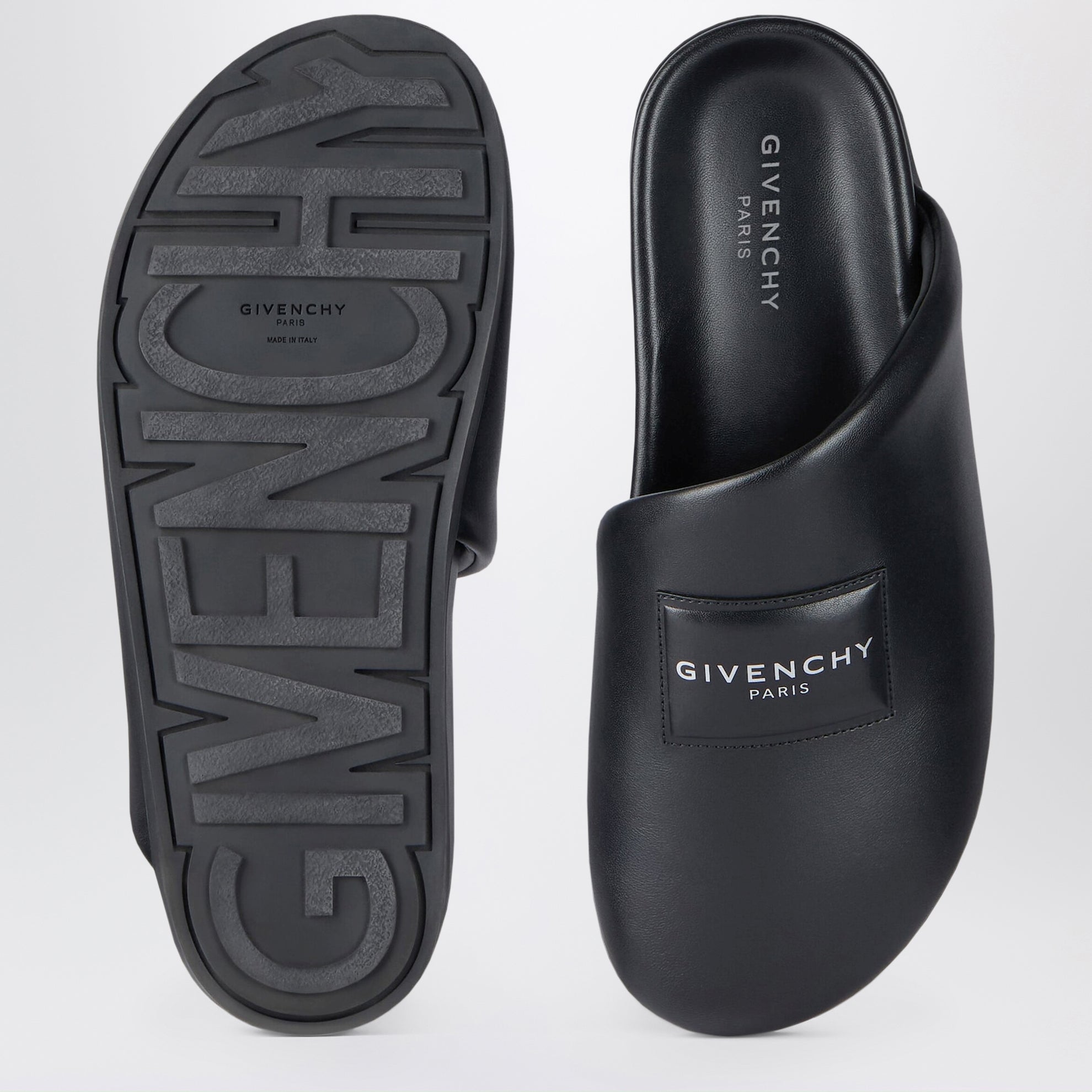 Black nappa Puffy mules