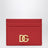 Red leather card holder with DG logo