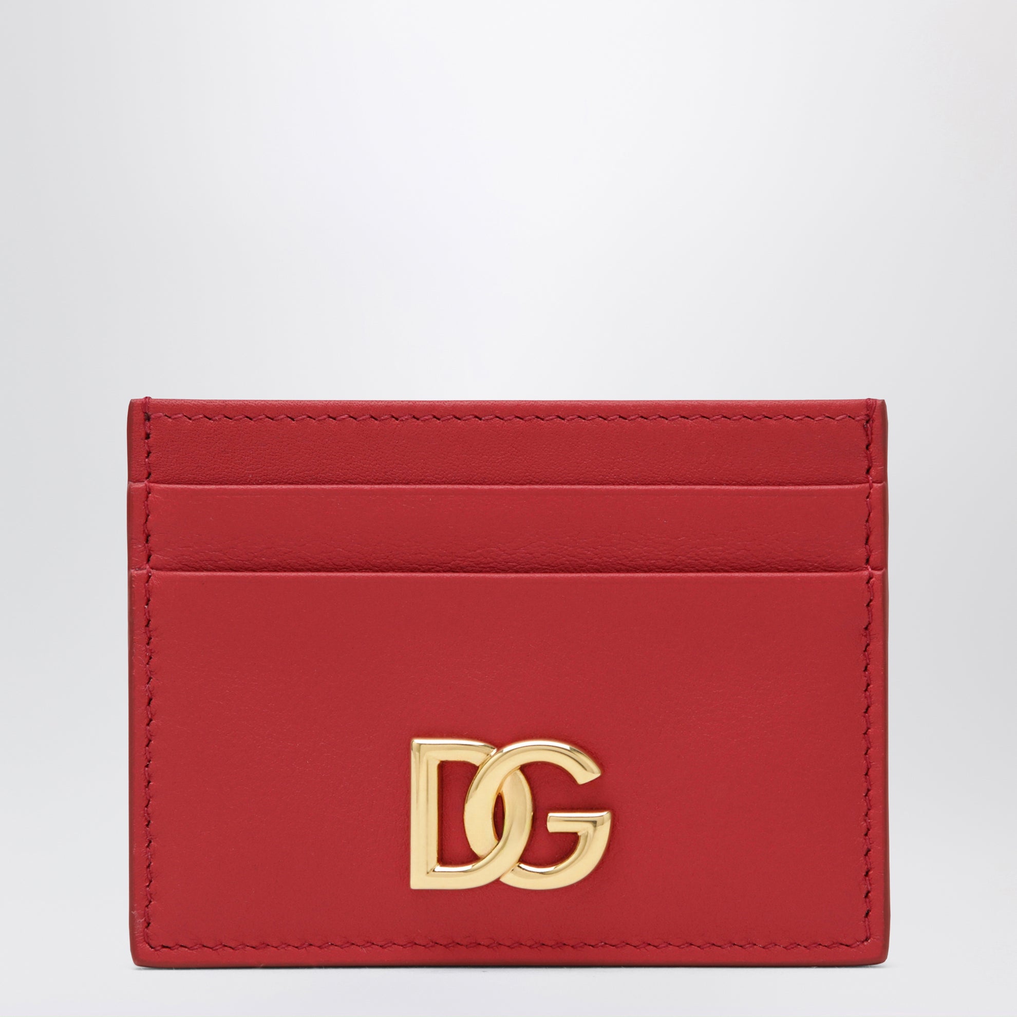 Rotes Kartenetui aus Leder mit DG-Logo