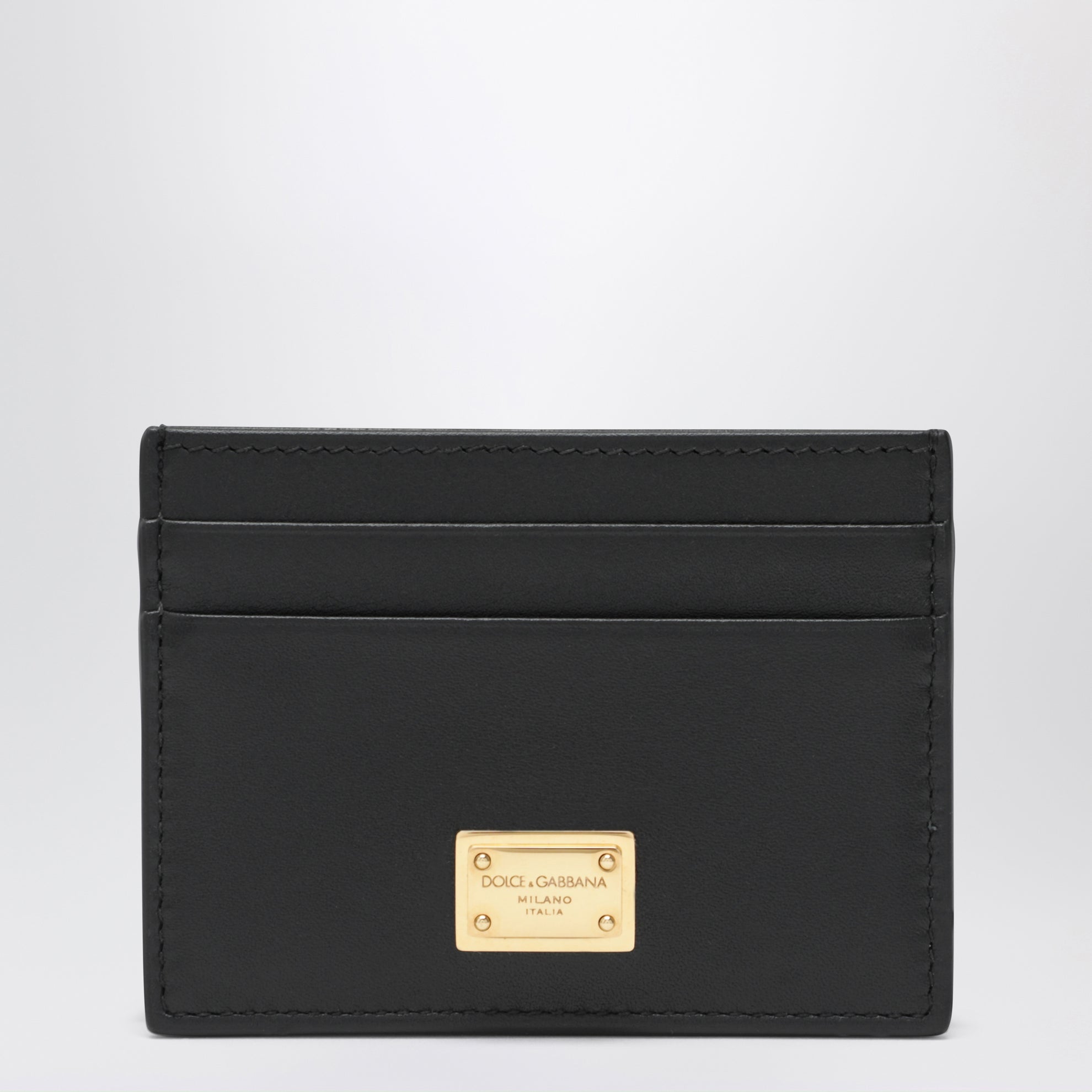 Porte-cartes noir en cuir de veau plongé