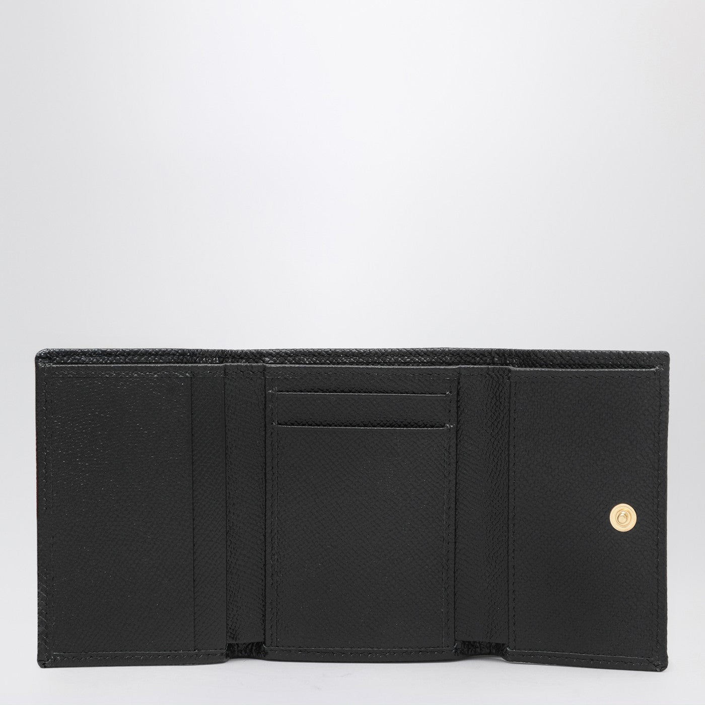 Black dauphine leather wallet with logo plaque