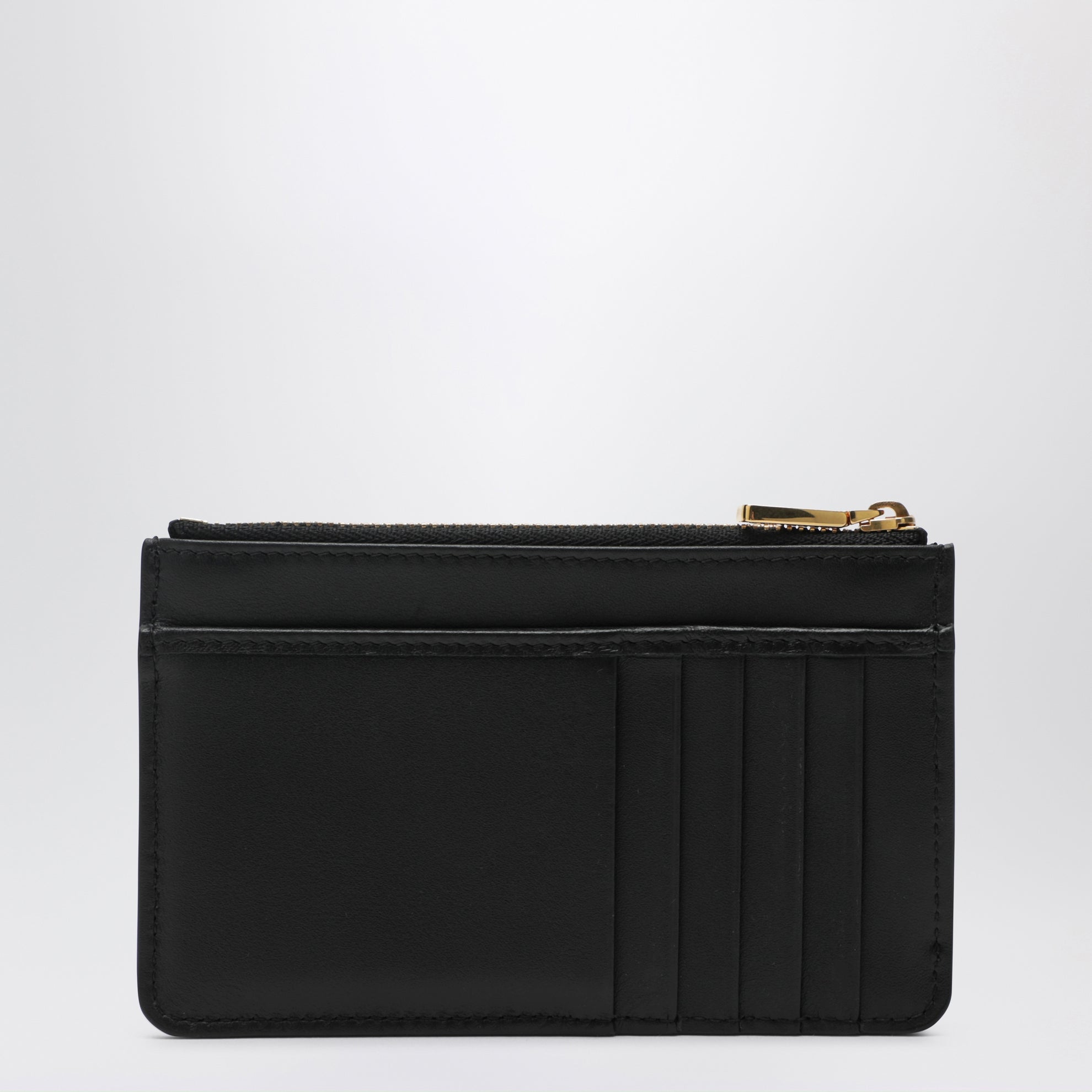 Portacarte con logo DG in pelle di vitello nero