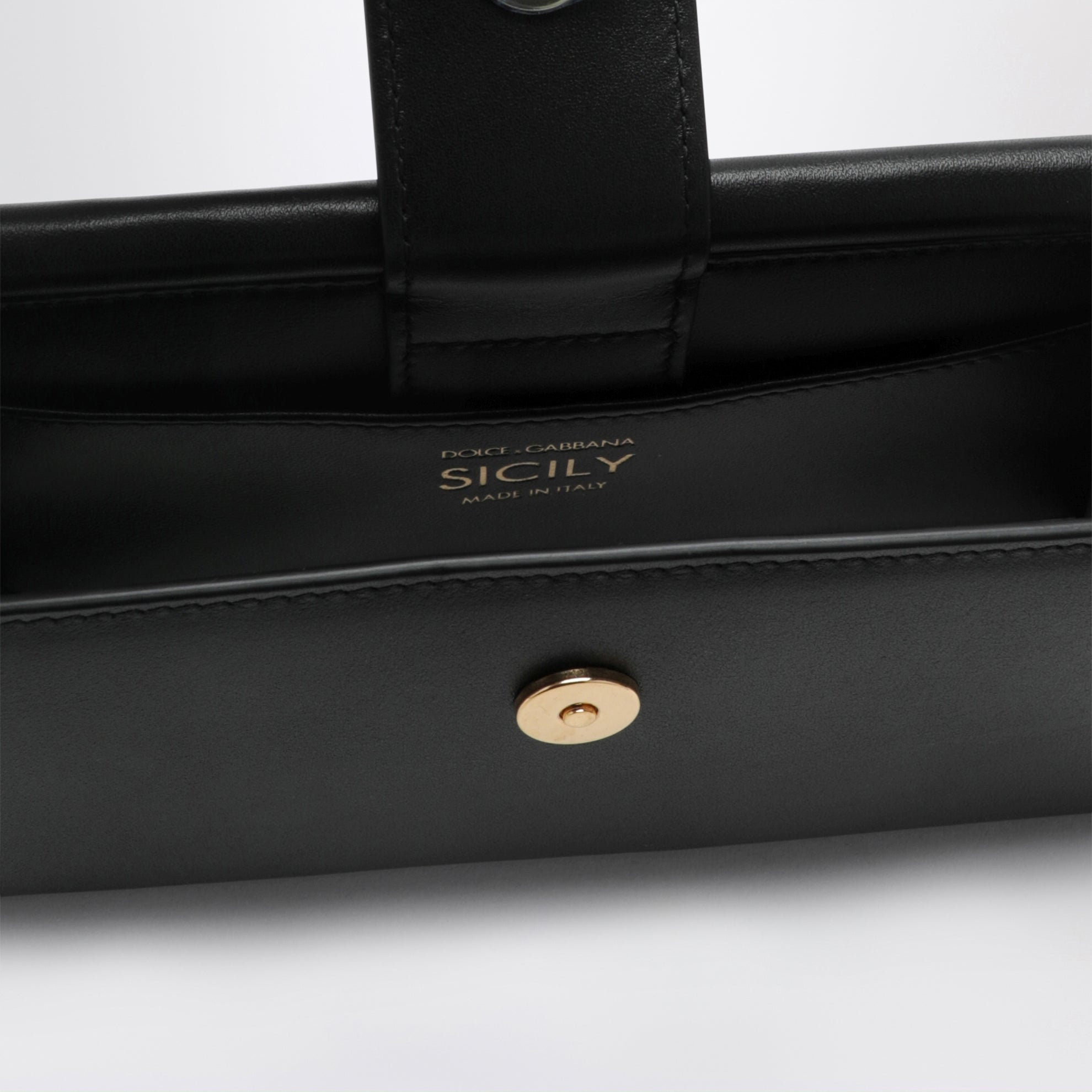 Phone bag in pelle di vitello plongé nera