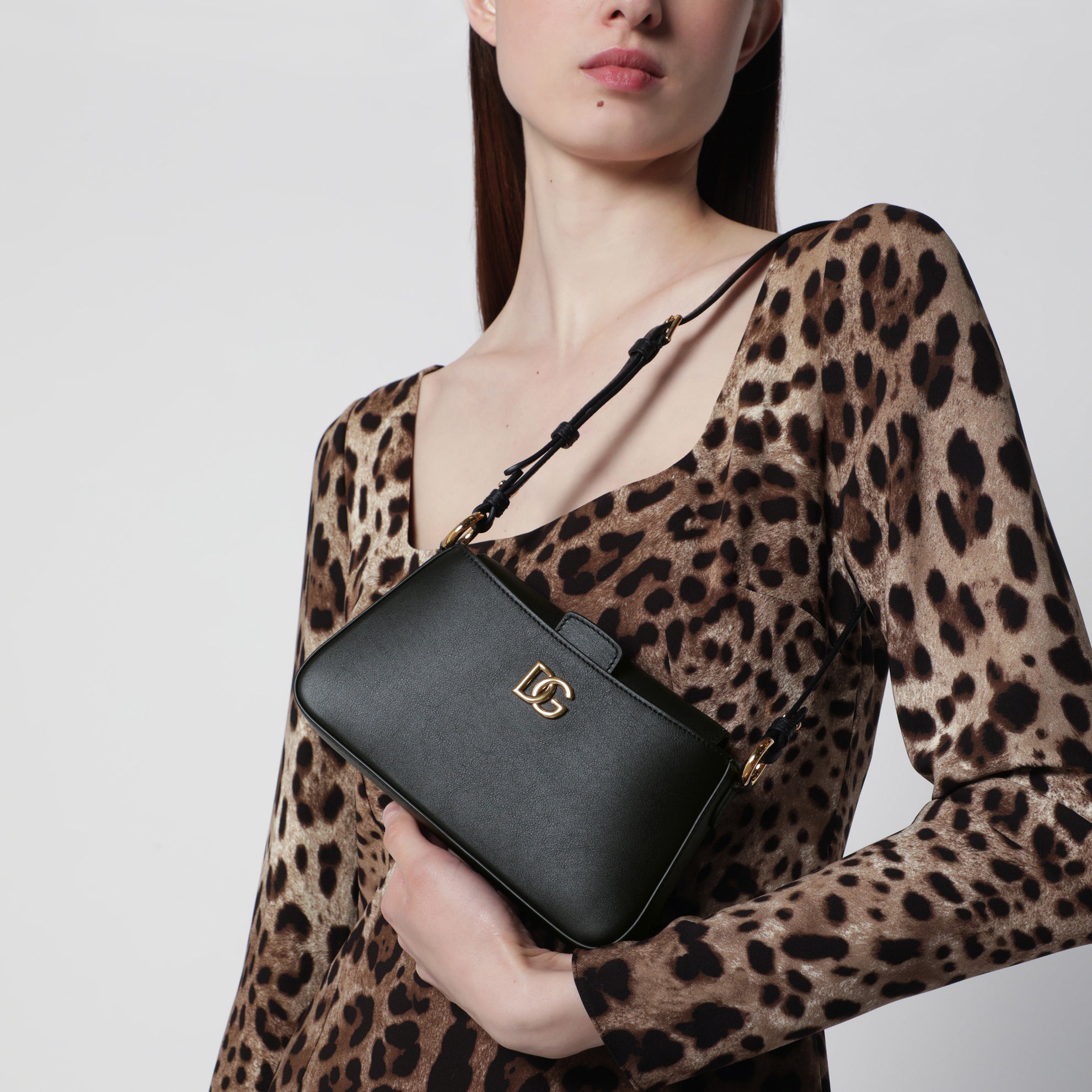 Black calfskin phone bag