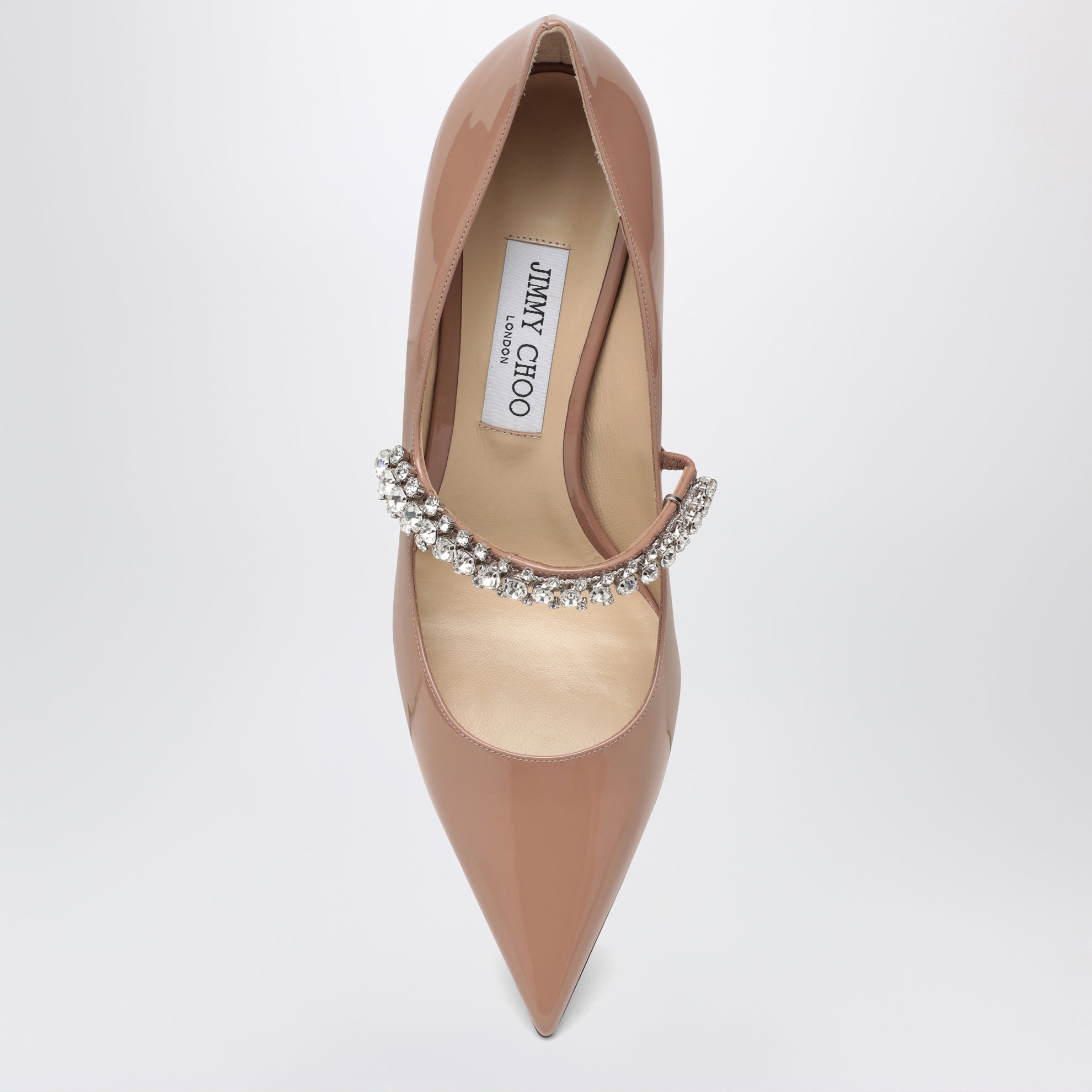 Bing crystal-strap patent leather pumps in ballet pink