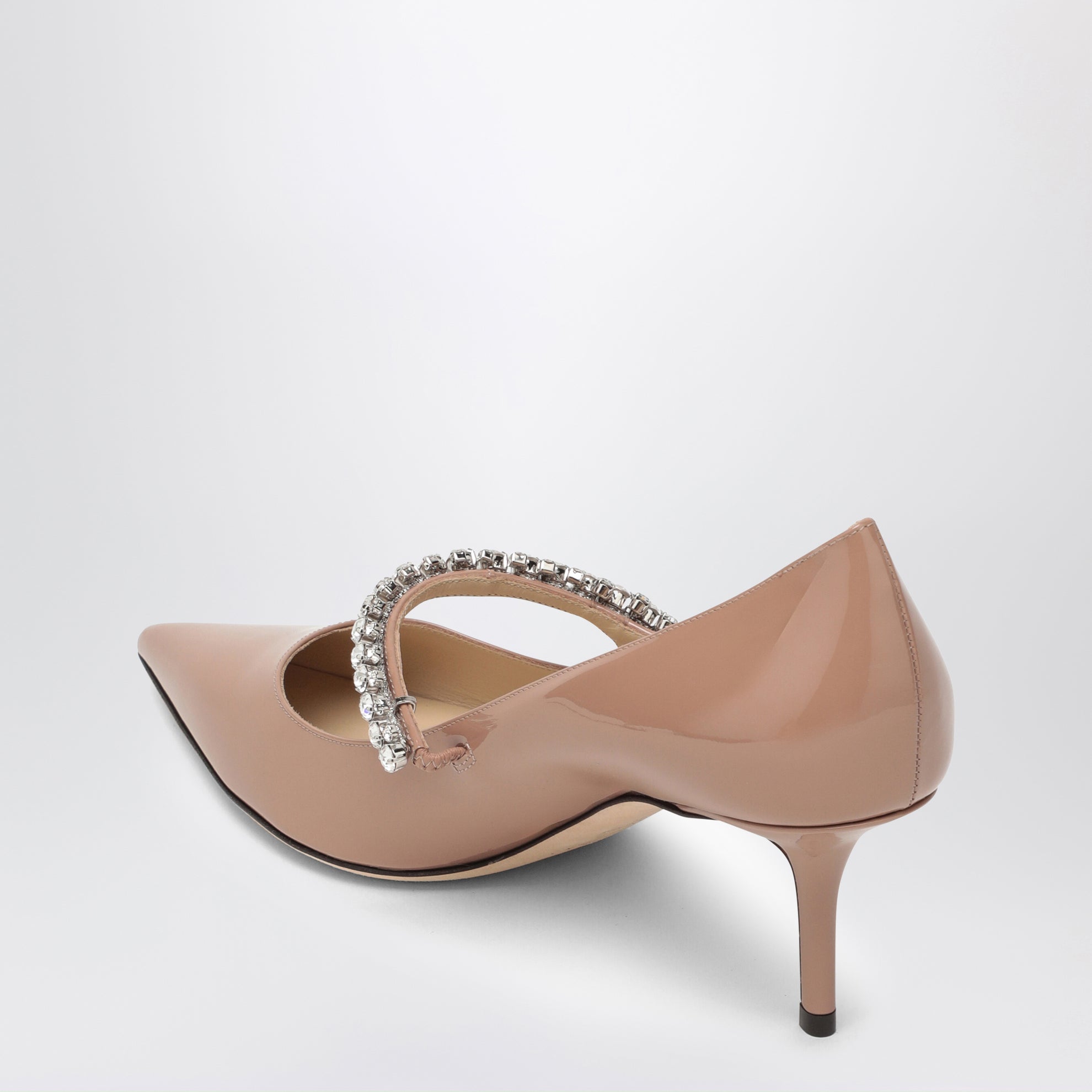 Bing crystal-strap patent leather pumps in ballet pink