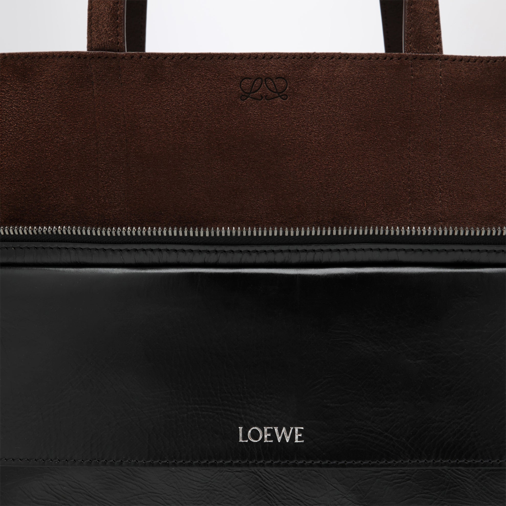 Borsa tote Switch piccola in vitello nera/espresso