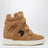 Hohe IM3 Keilsneaker aus Leder in Cognac / Schwarz
