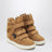 Hohe IM3 Keilsneaker aus Leder in Cognac / Schwarz